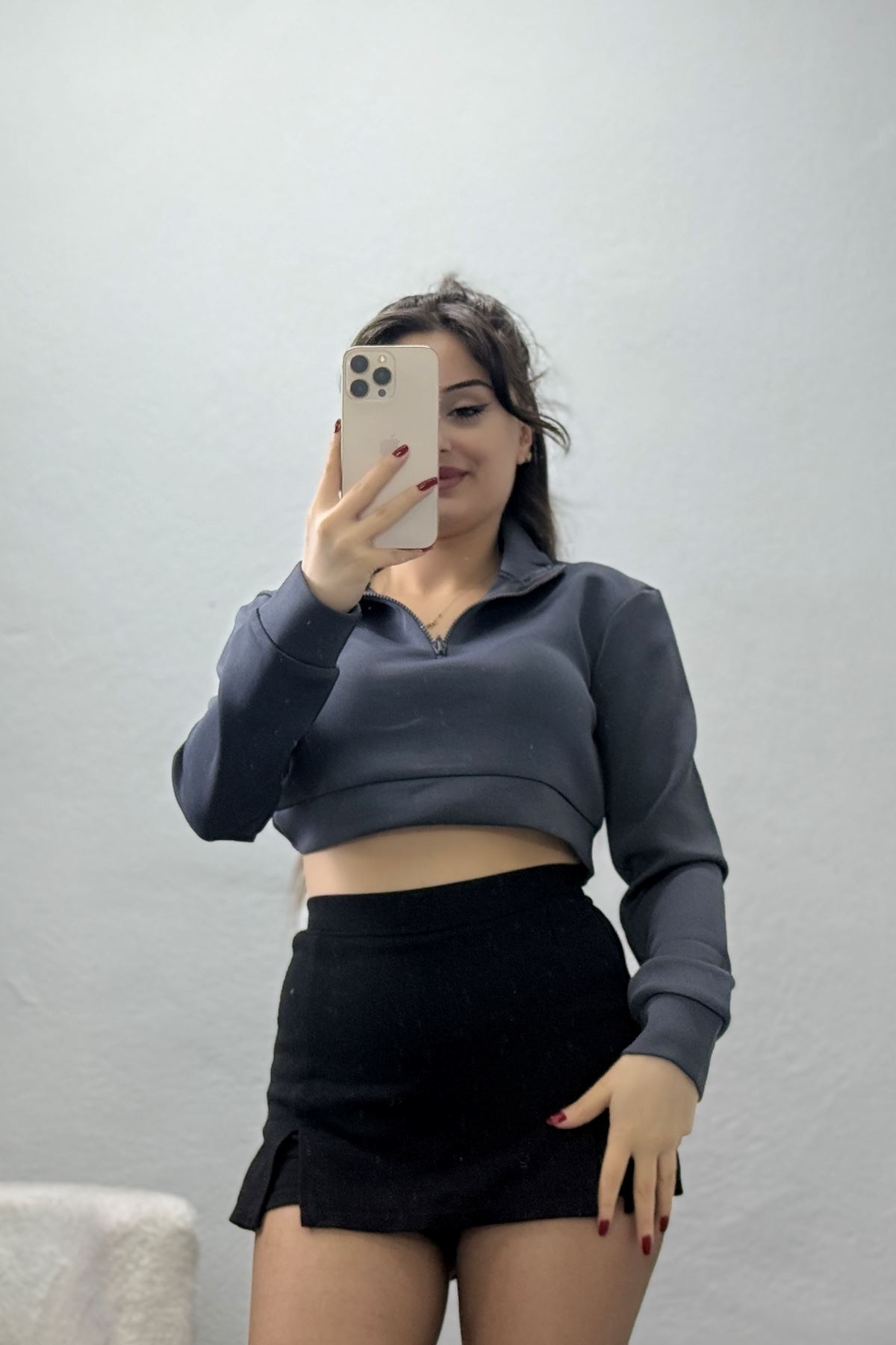 Scuba Yarım Fermuarlı Sweat Antrasit - 1066.2119.