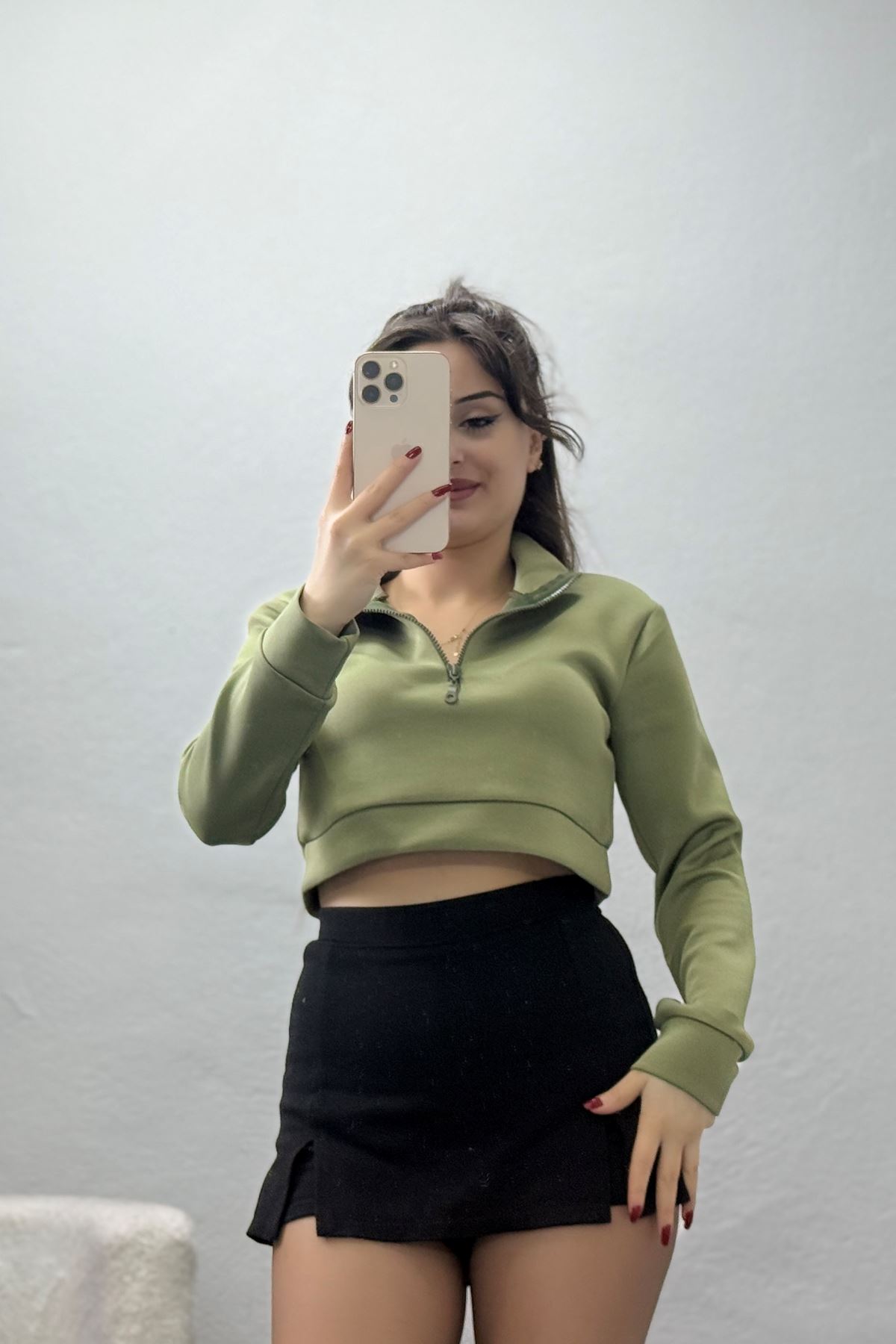 Scuba Yarım Fermuarlı Sweat Haki - 1066.2119.