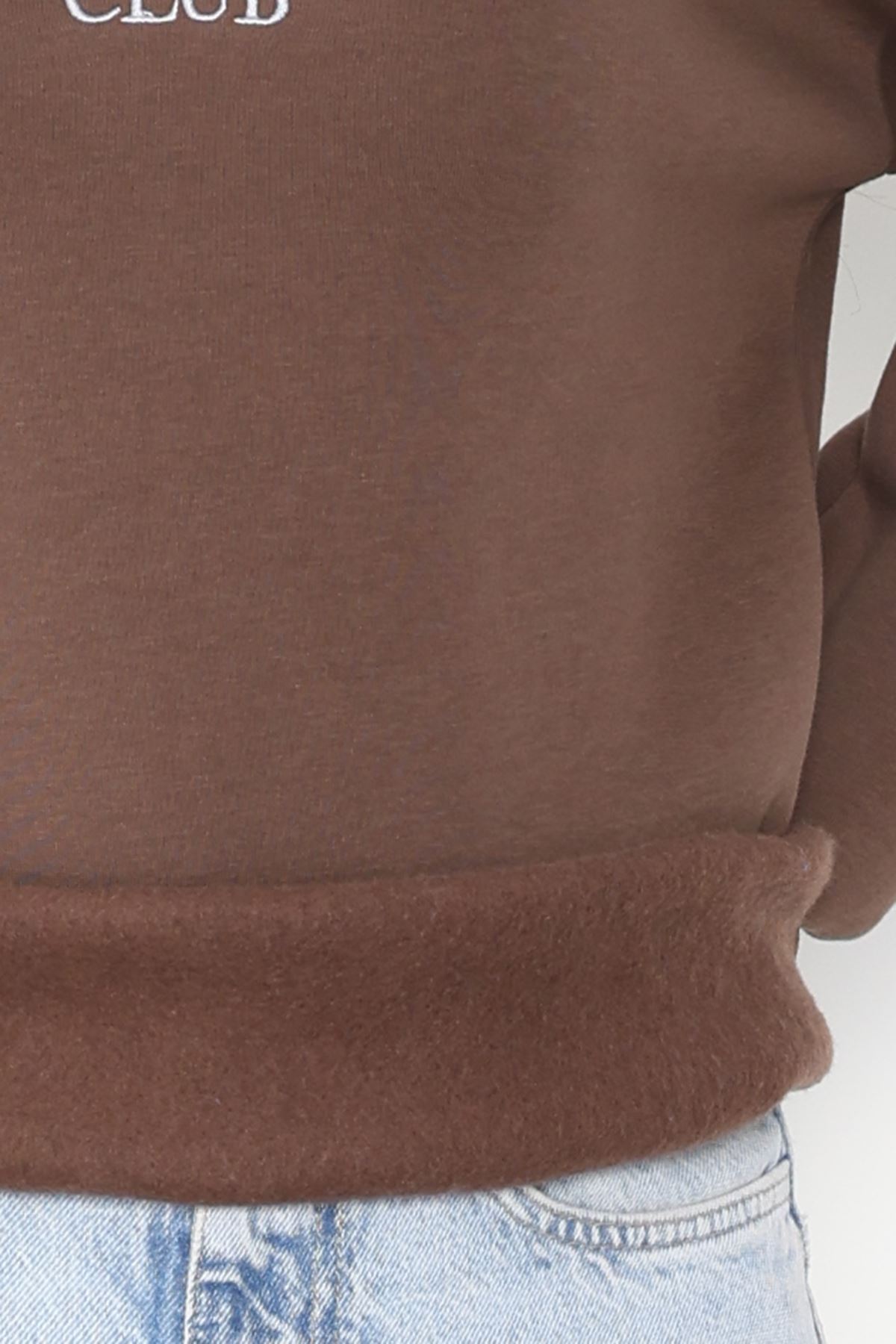 3 İplik Bisiklet Yaka Sweat Açıkkahve - 42239.1878.