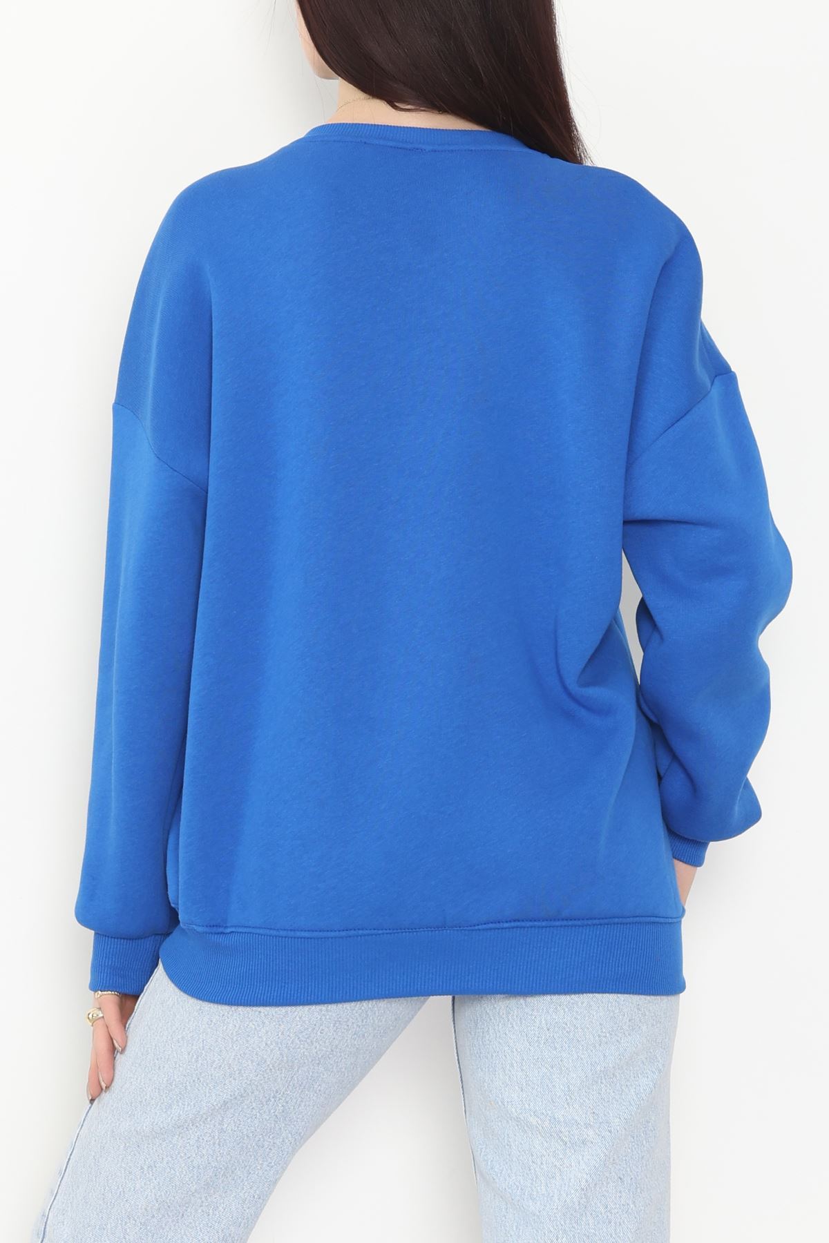 3 İplik Bisiklet Yaka Sweat Saks - 42239.1878.