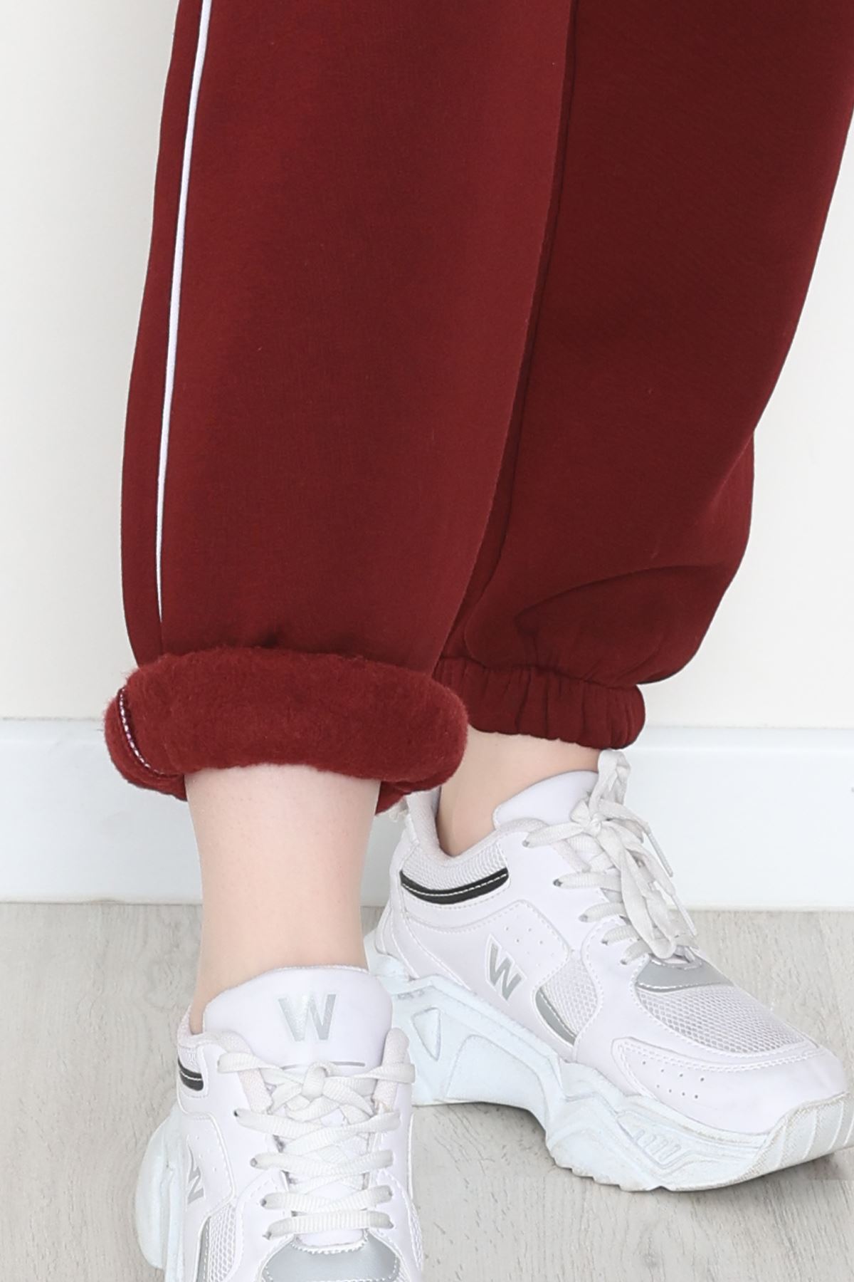 3 İplik Biyeli Eşofman Altı Bordo - 30103.1878.