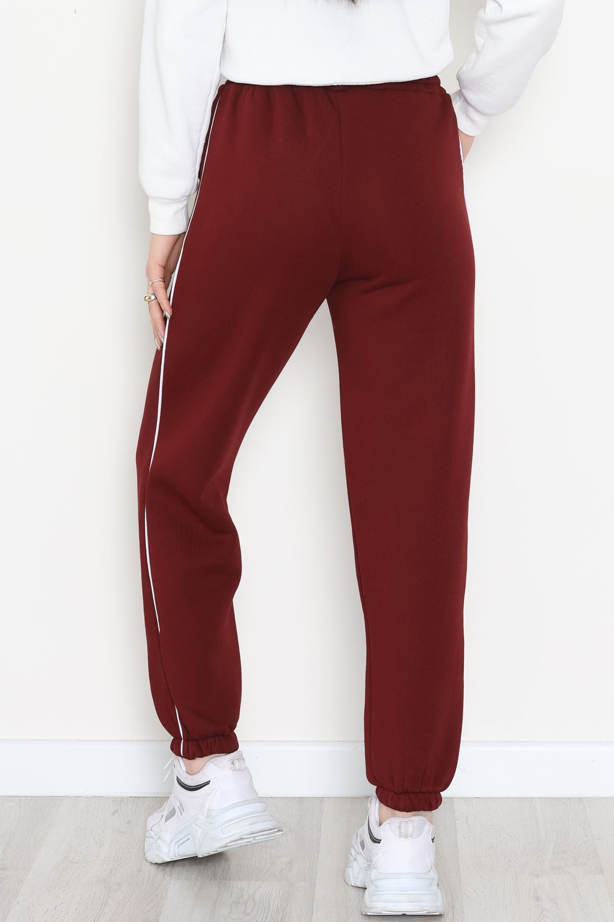 3 İplik Biyeli Eşofman Altı Bordo - 30103.1878.