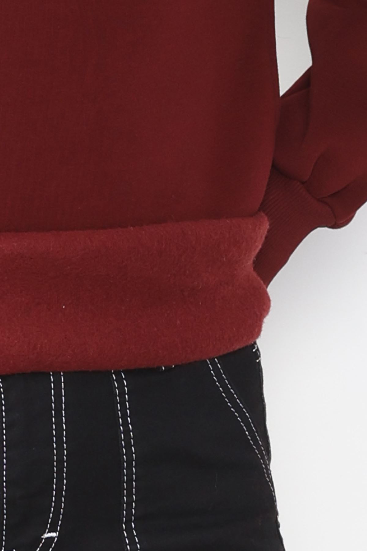 3 İplik Bisiklet Yaka Sweat Koyubordo - 42239.1878.