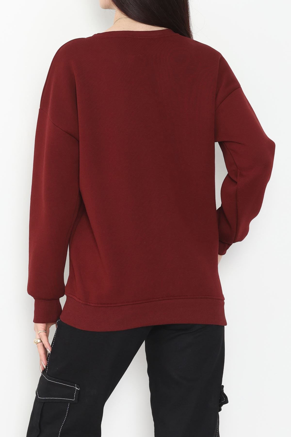 3 İplik Bisiklet Yaka Sweat Koyubordo - 42239.1878.