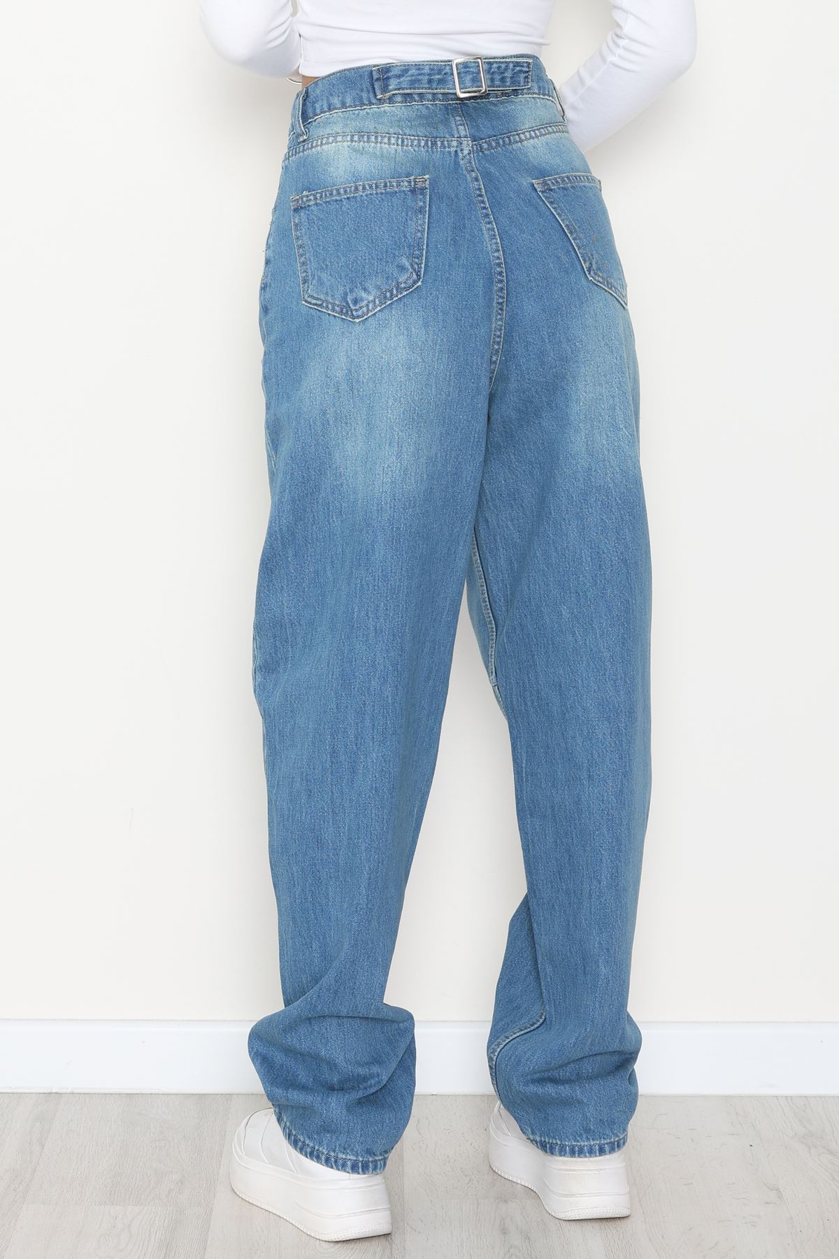 Bel Tokalı Baggy Kot Pantolon Mavitint1 - 42472.1606.