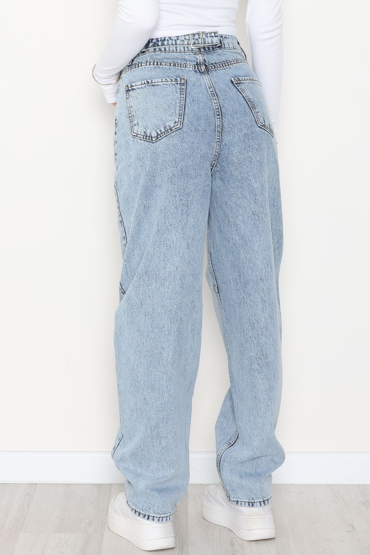 Bel Tokalı Baggy Kot Pantolon Buzmavi - 42472.1606.