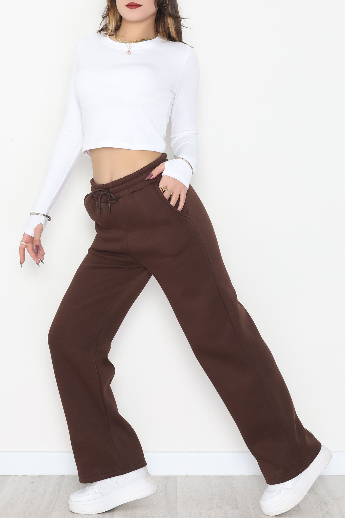 Palazzo 3 İplik Eşofman Altı Kahve - 6000.1247.