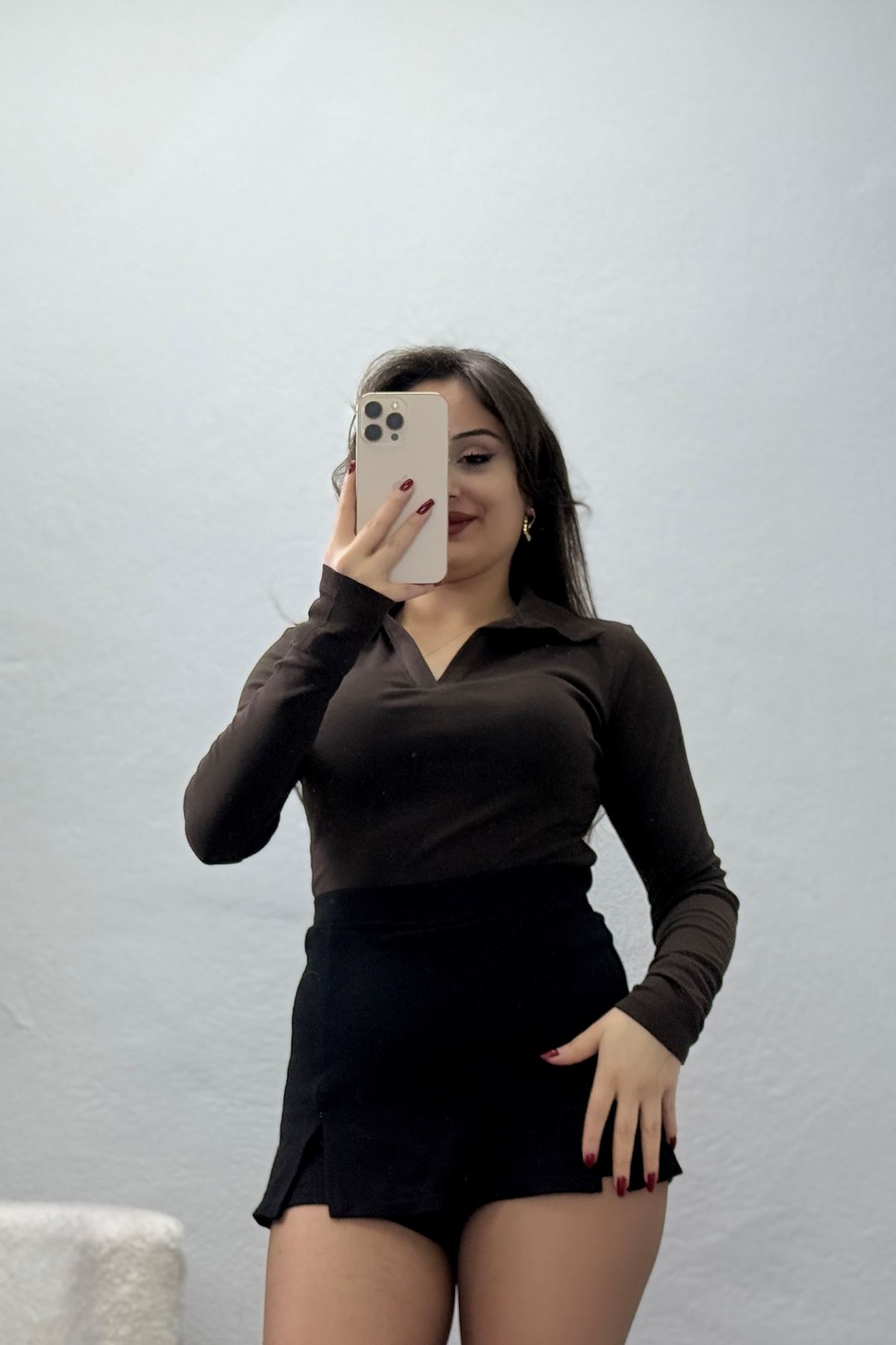 Ribana Kumaş Polo Yaka Body Kahve - 21938.200.