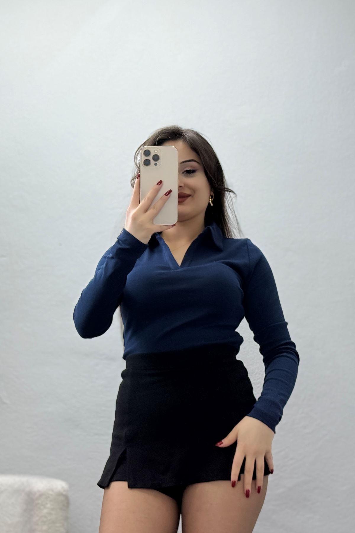 Ribana Kumaş Polo Yaka Body Lacivert - 21938.200.