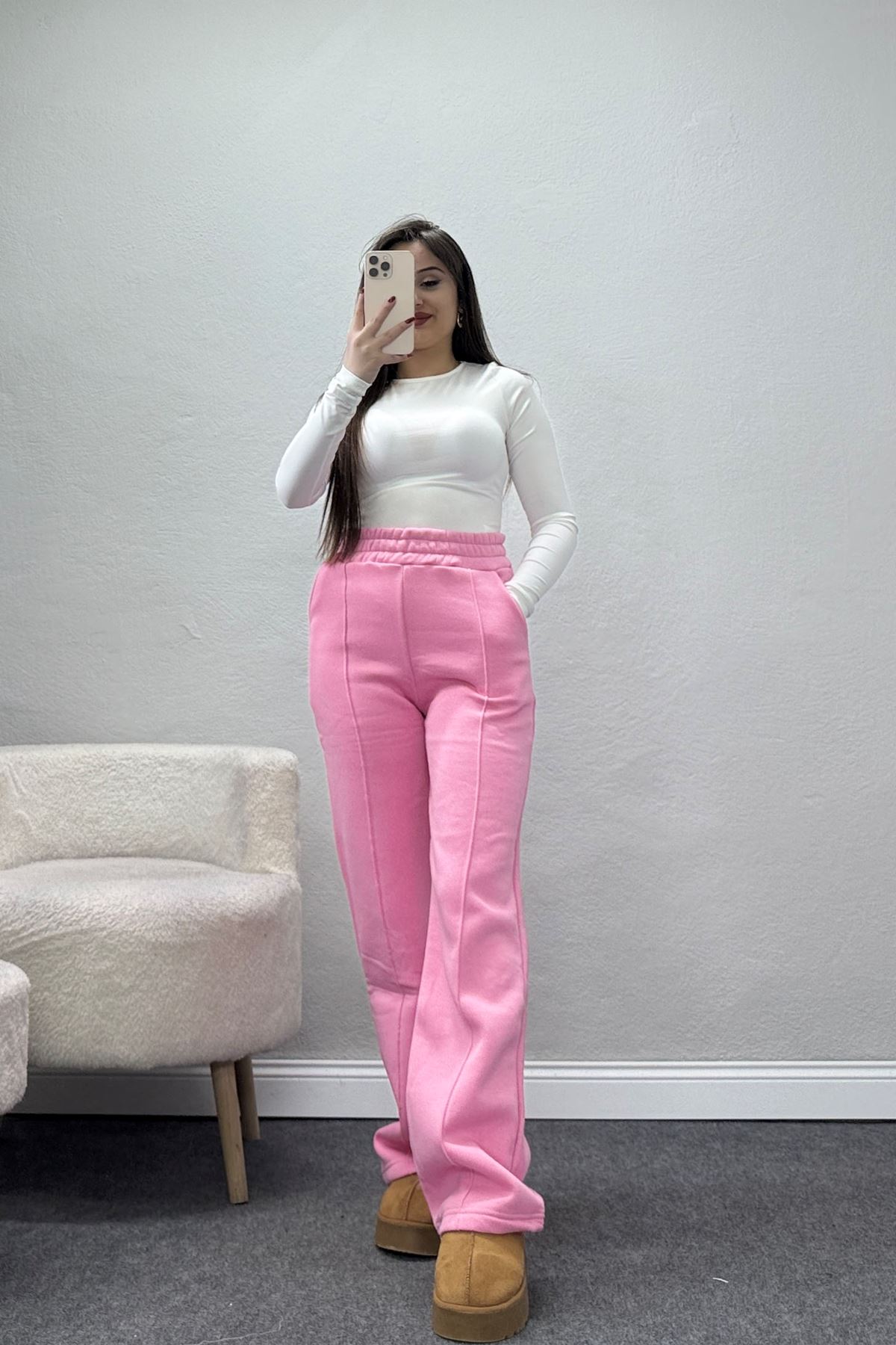 3 İplik Önü Çımalı Eşofman Altı Koyupembe - 42520.1878.