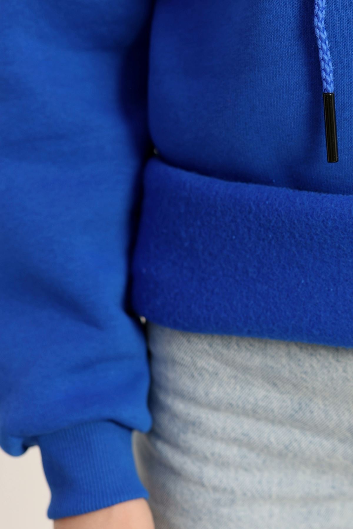 3 İplik Kapşonlu Nakışlı Sweat Saksbebemavi - 42228.1878.