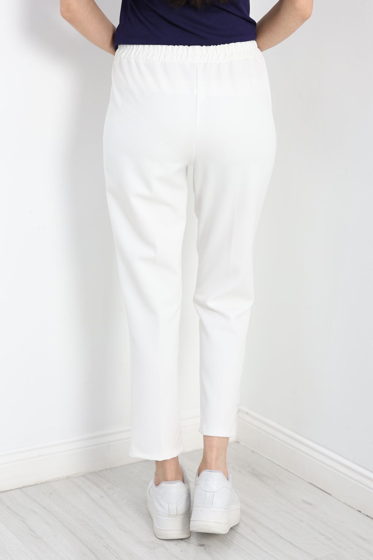 Dabıl Bağcıklı Pantolon Beyaz - 20138.1884.