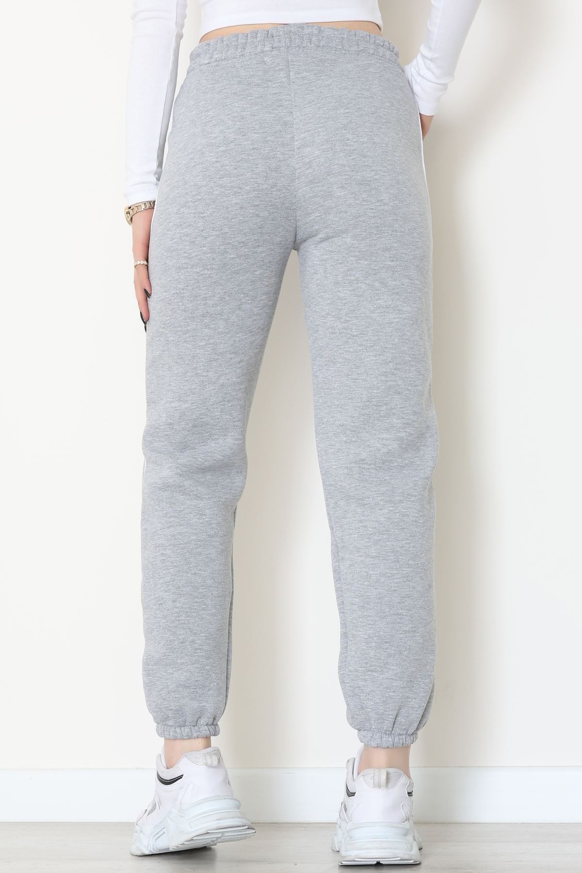 3 İplik Biyeli Eşofman Altı Gri - 30103.1878.