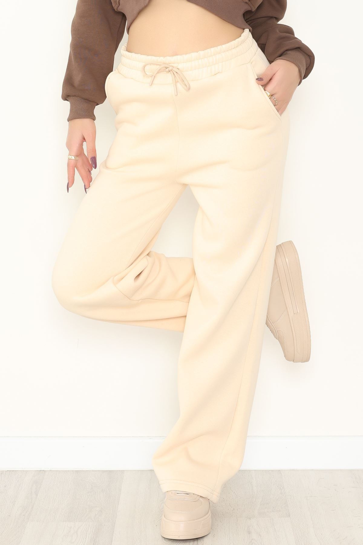 Palazzo 3 İplik Eşofman Altı Bej2 - 6000.1247.