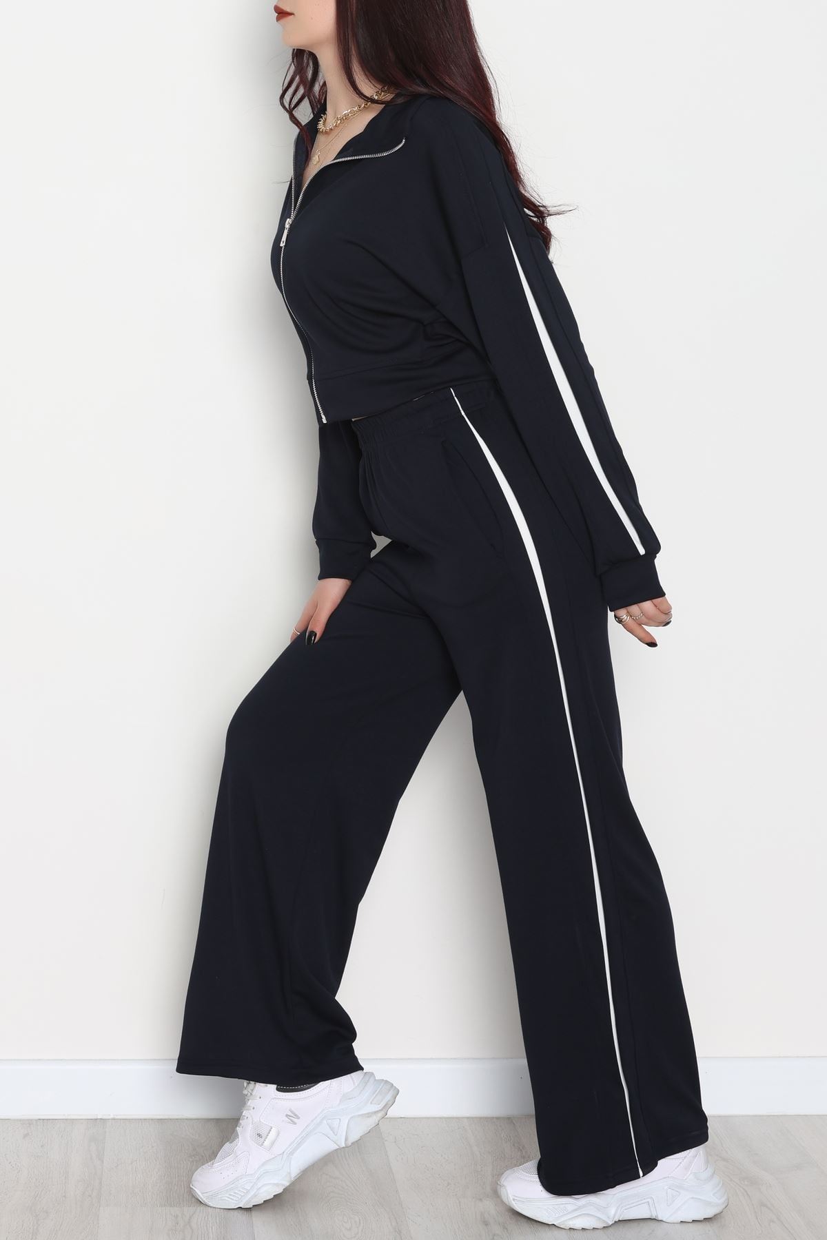 Gizli Şerit Modal Kumaş Takım Lacivert - 4134.1247.