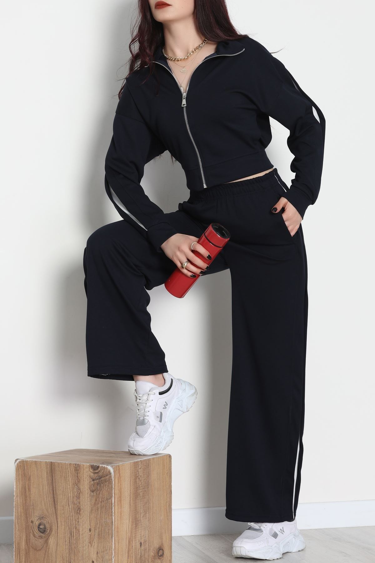 Gizli Şerit Modal Kumaş Takım Lacivert - 4134.1247.