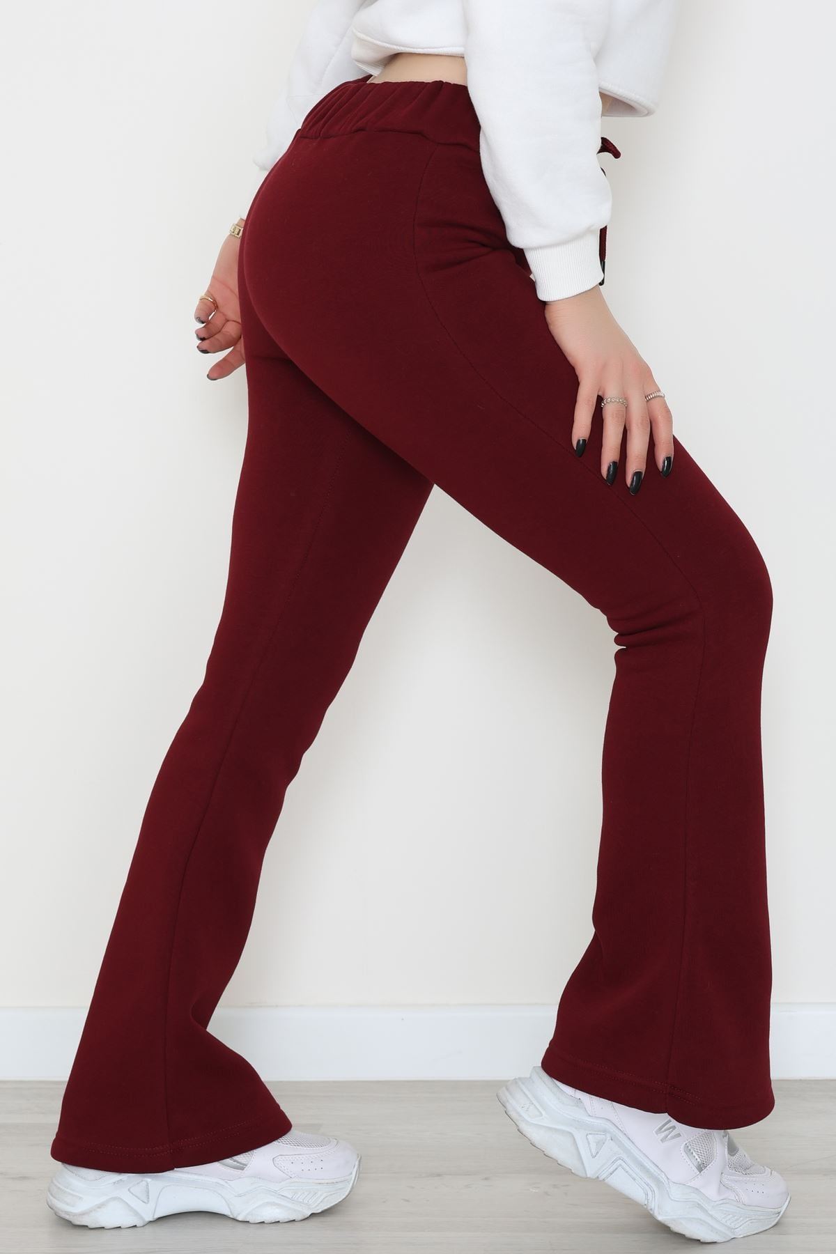 3 İplik İspanyol Paça Eşofman Altı Koyubordo - 42522.1878.