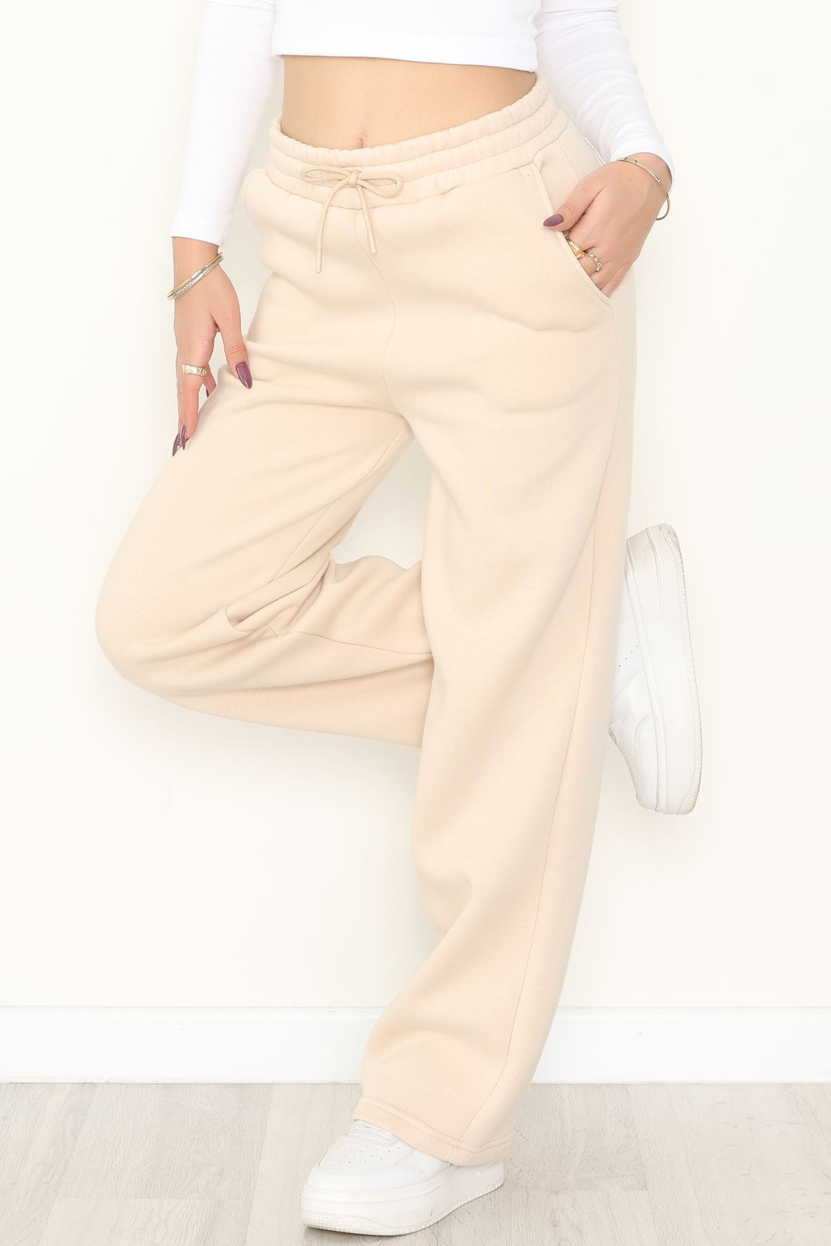 Palazzo 3 İplik Eşofman Altı Bej - 6000.1247.