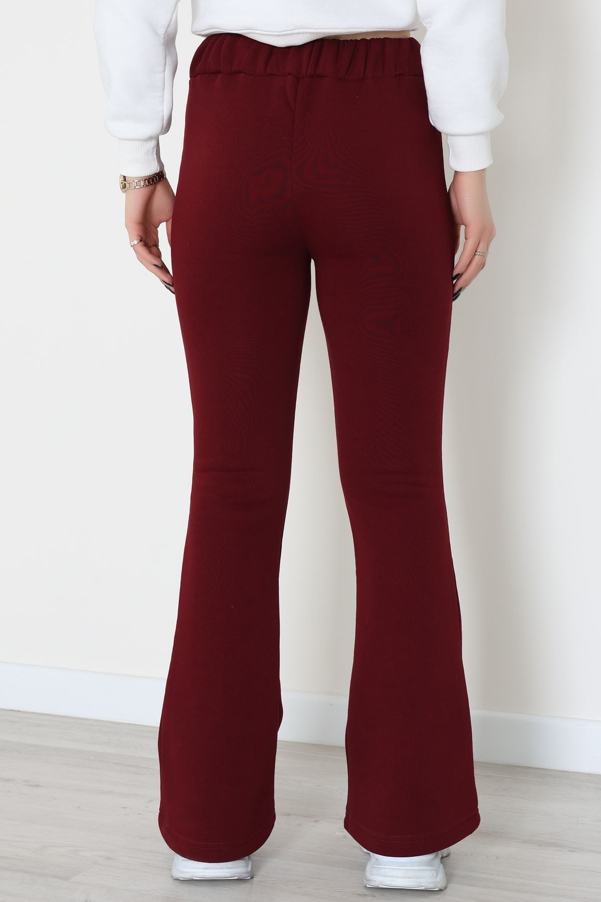 3 İplik İspanyol Paça Eşofman Altı Koyubordo - 42522.1878.