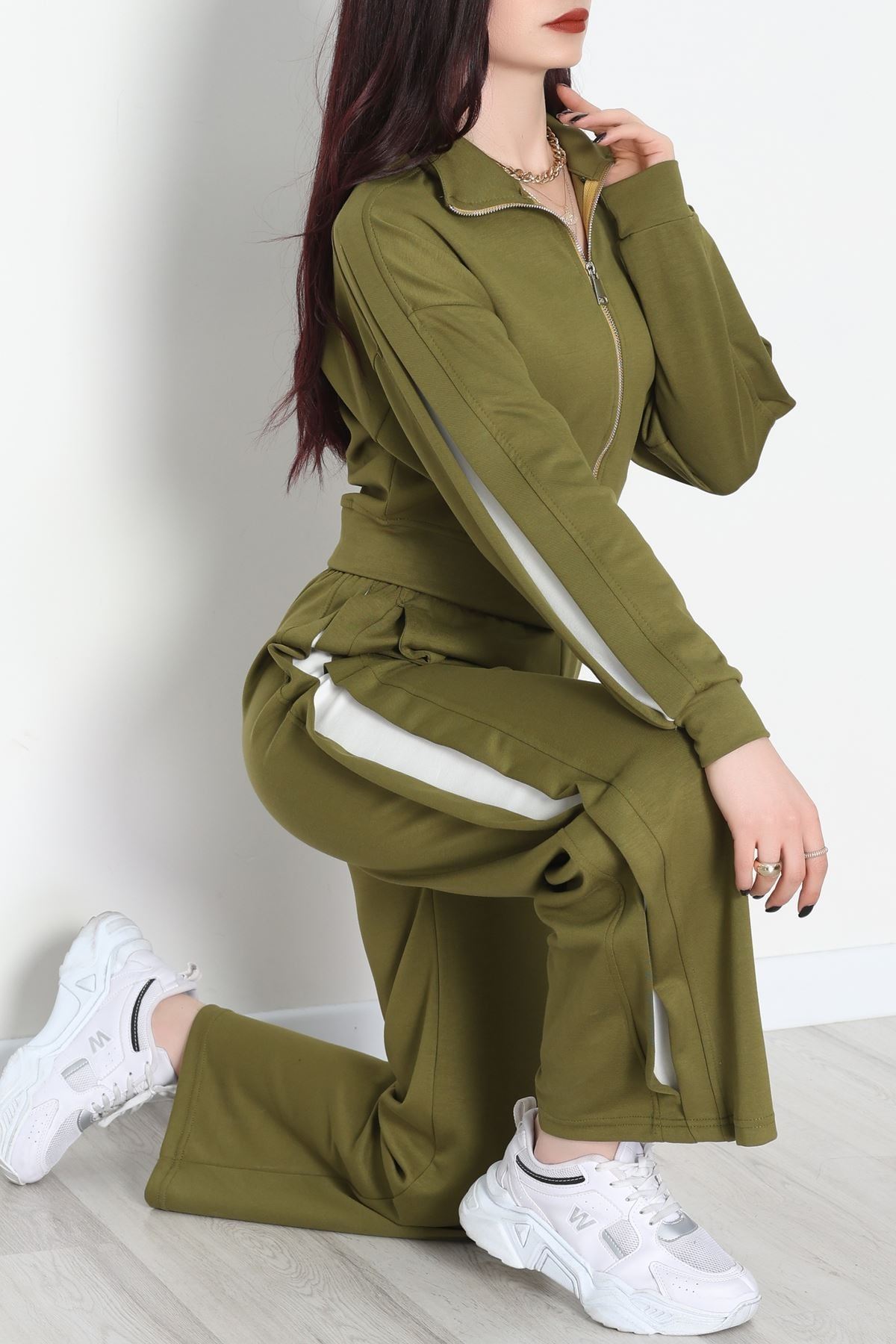 Gizli Şerit Modal Kumaş Takım Yeşil - 4134.1247.