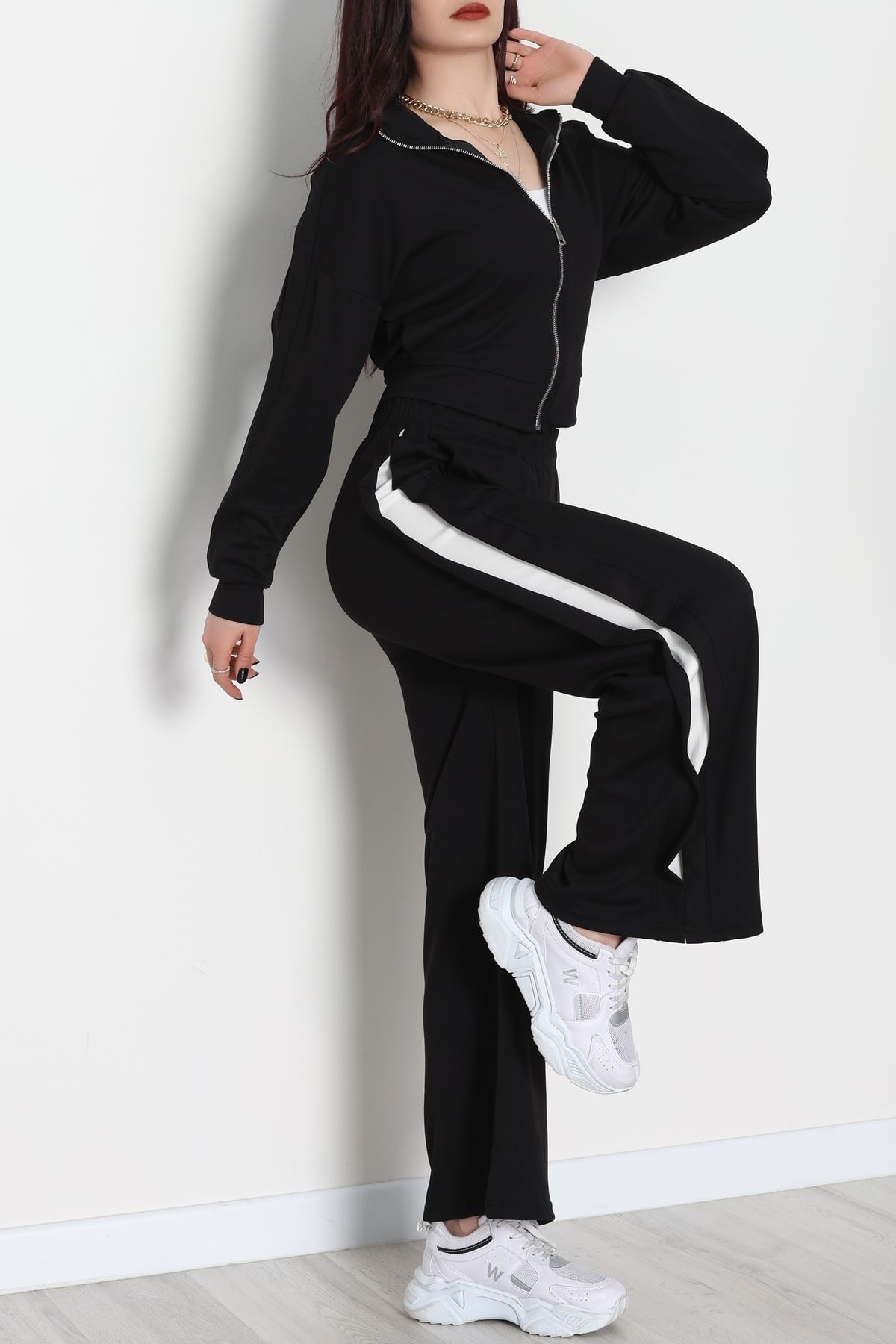 Gizli Şerit Modal Kumaş Takım Siyah - 4134.1247.