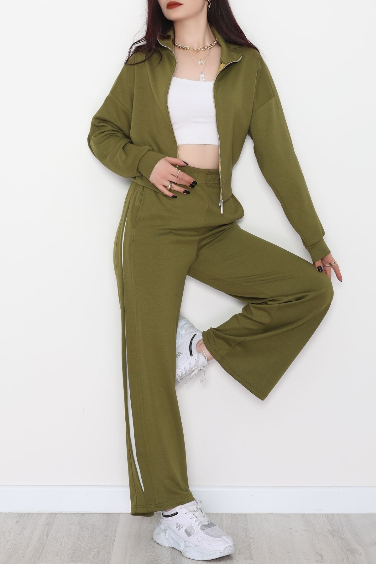 Gizli Şerit Modal Kumaş Takım Yeşil - 4134.1247.