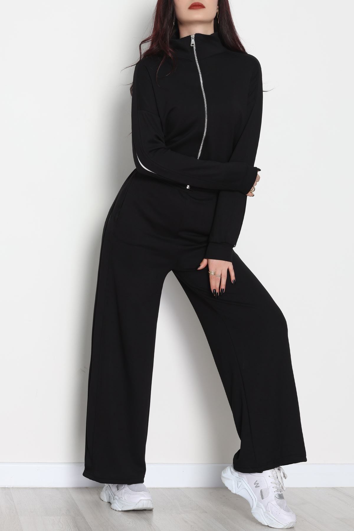 Gizli Şerit Modal Kumaş Takım Siyah - 4134.1247.