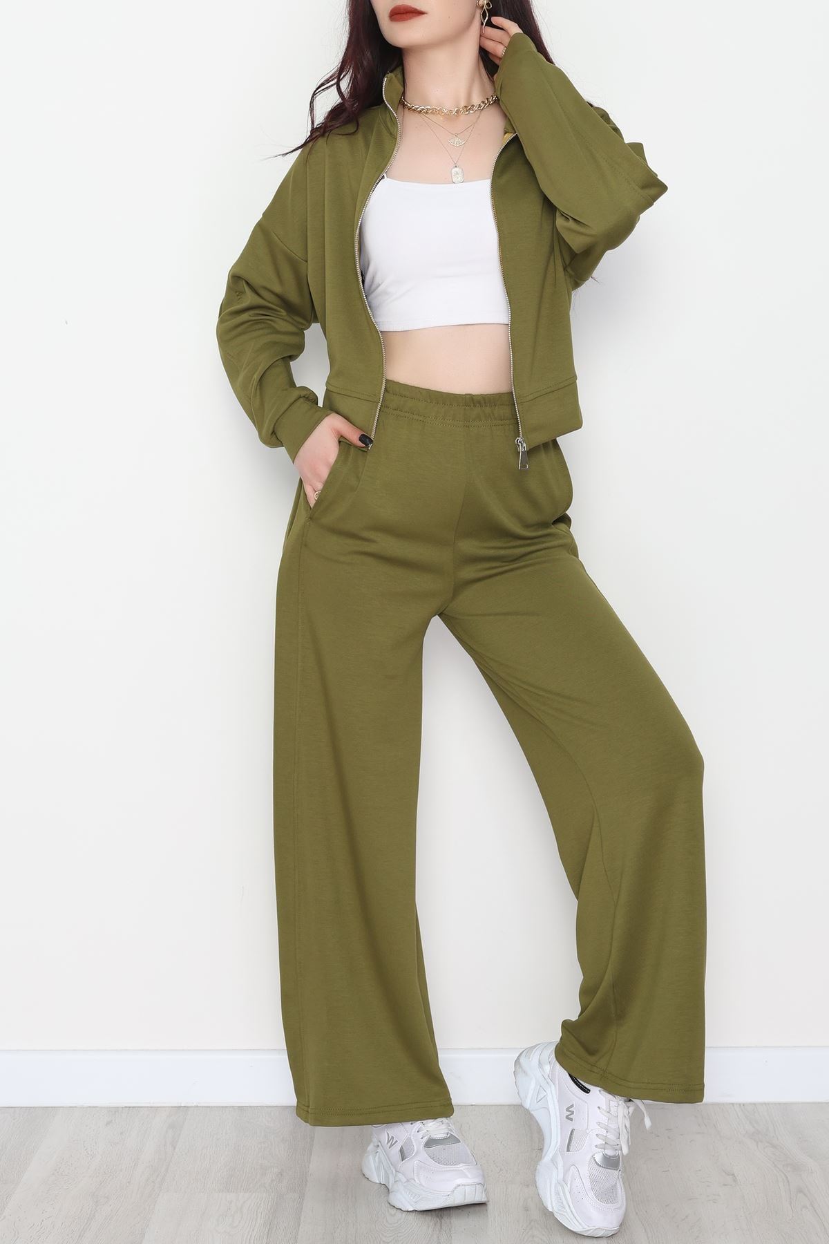 Gizli Şerit Modal Kumaş Takım Yeşil - 4134.1247.