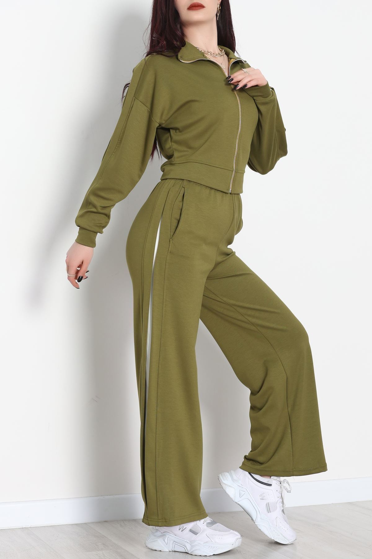 Gizli Şerit Modal Kumaş Takım Yeşil - 4134.1247.