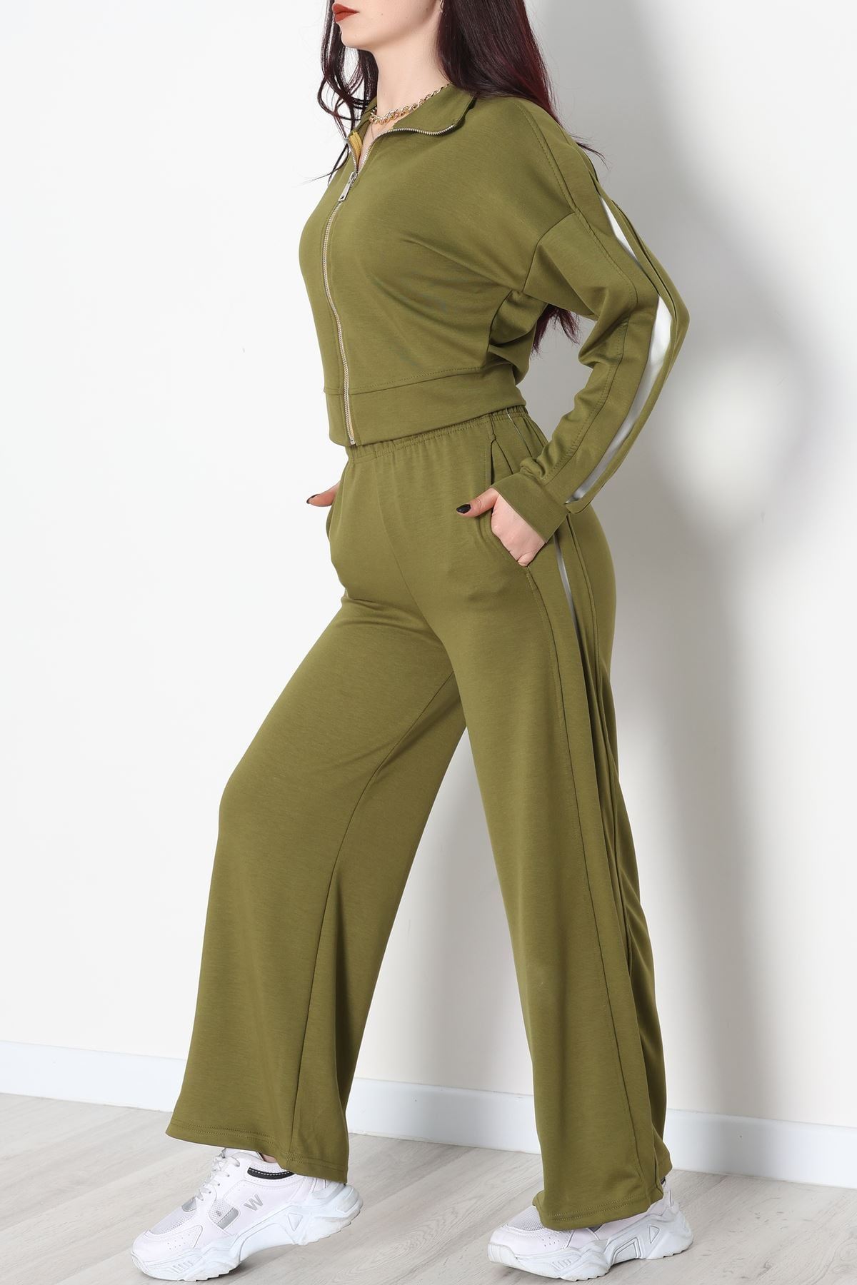 Gizli Şerit Modal Kumaş Takım Yeşil - 4134.1247.