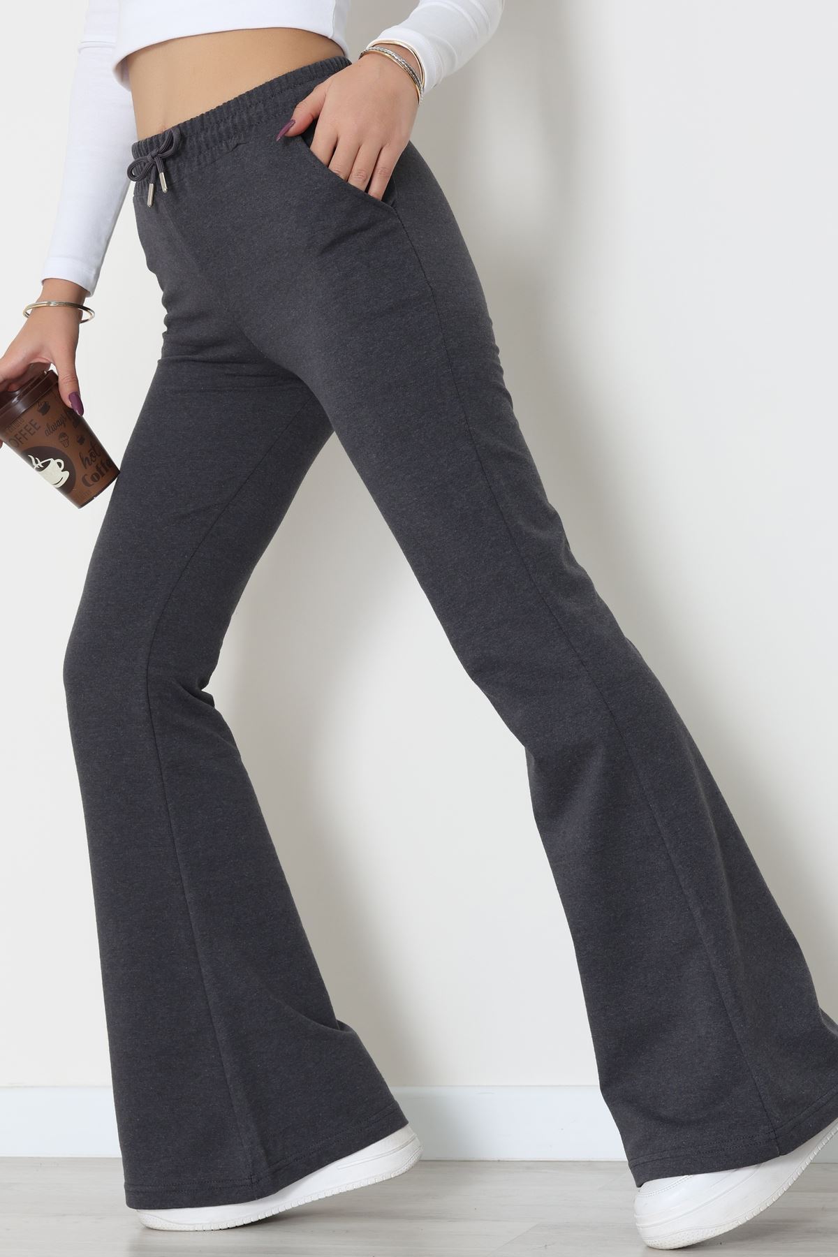 2 İplik İspanyol Paça Eşofman Altı Füme - 52118.1857.