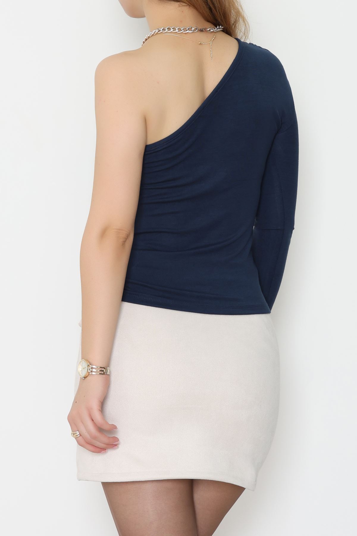 Buzzy Kumaş Tek Omuz Toka Detaylı Bluz Laci - 1052.2119.