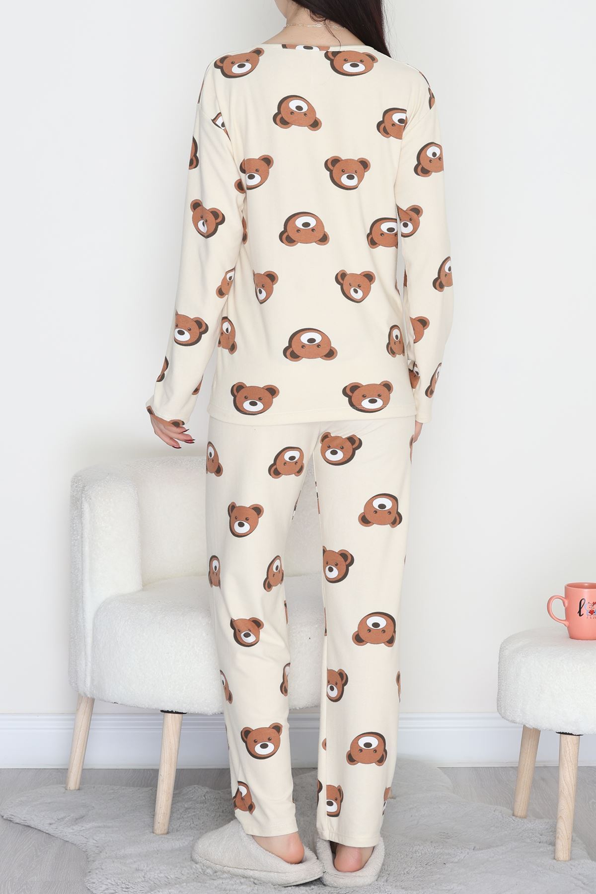 Süet Alt Üst Aynı Pijama Takımı Bejkahve - 118.1287.