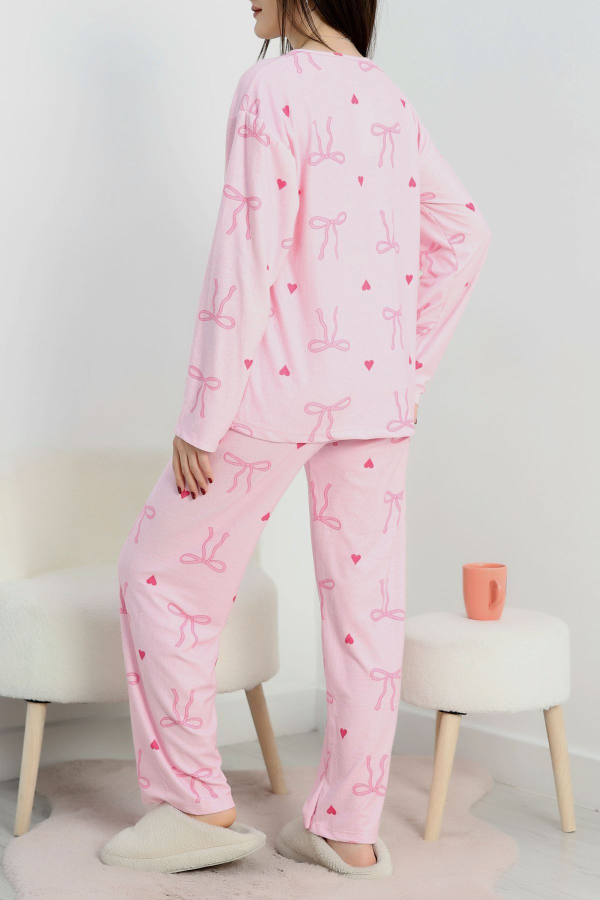 Süet Alt Üst Aynı Pijama Takımı Pembekurdele - 118.1287.