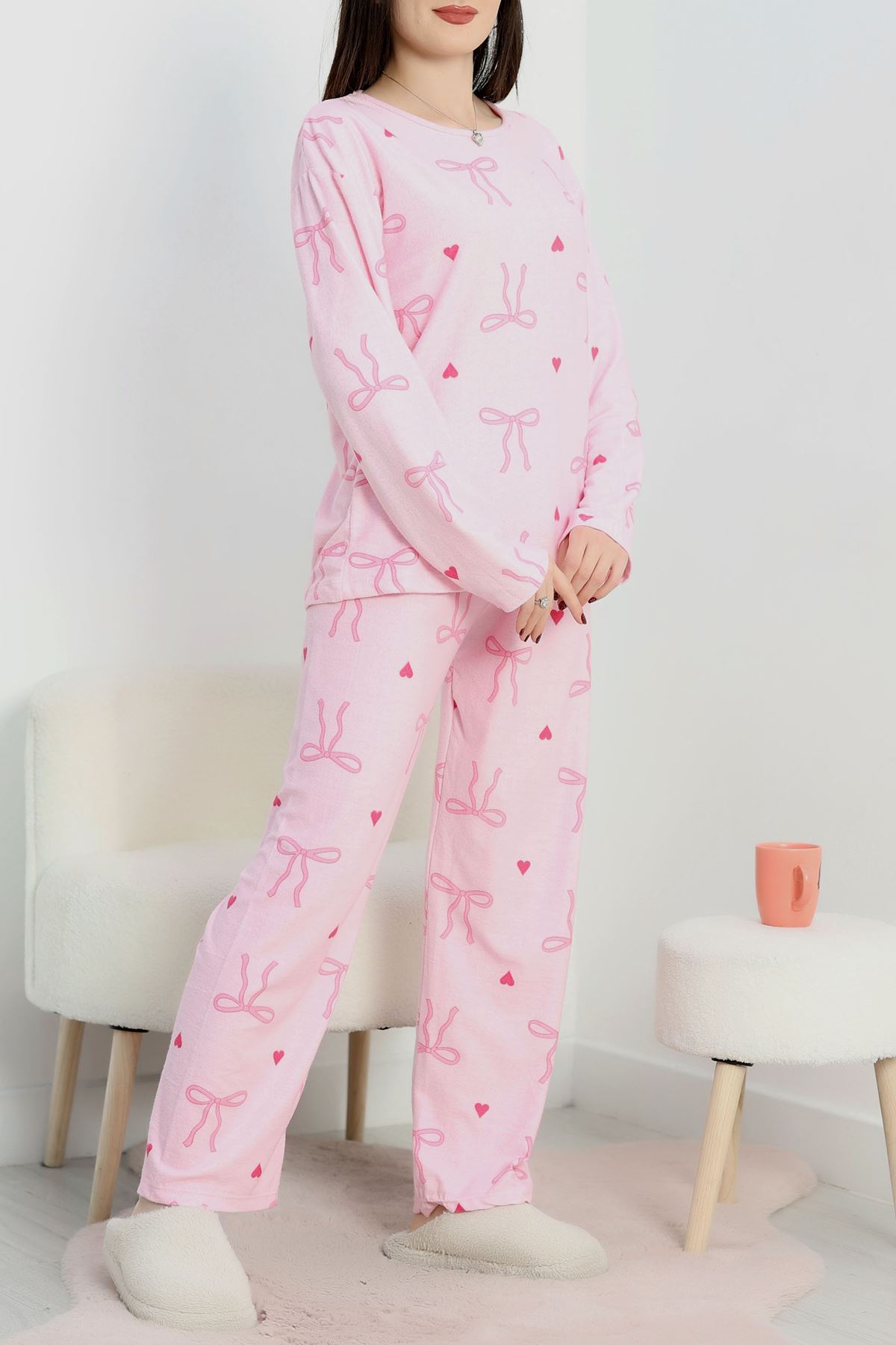 Süet Alt Üst Aynı Pijama Takımı Pembekurdele - 118.1287.