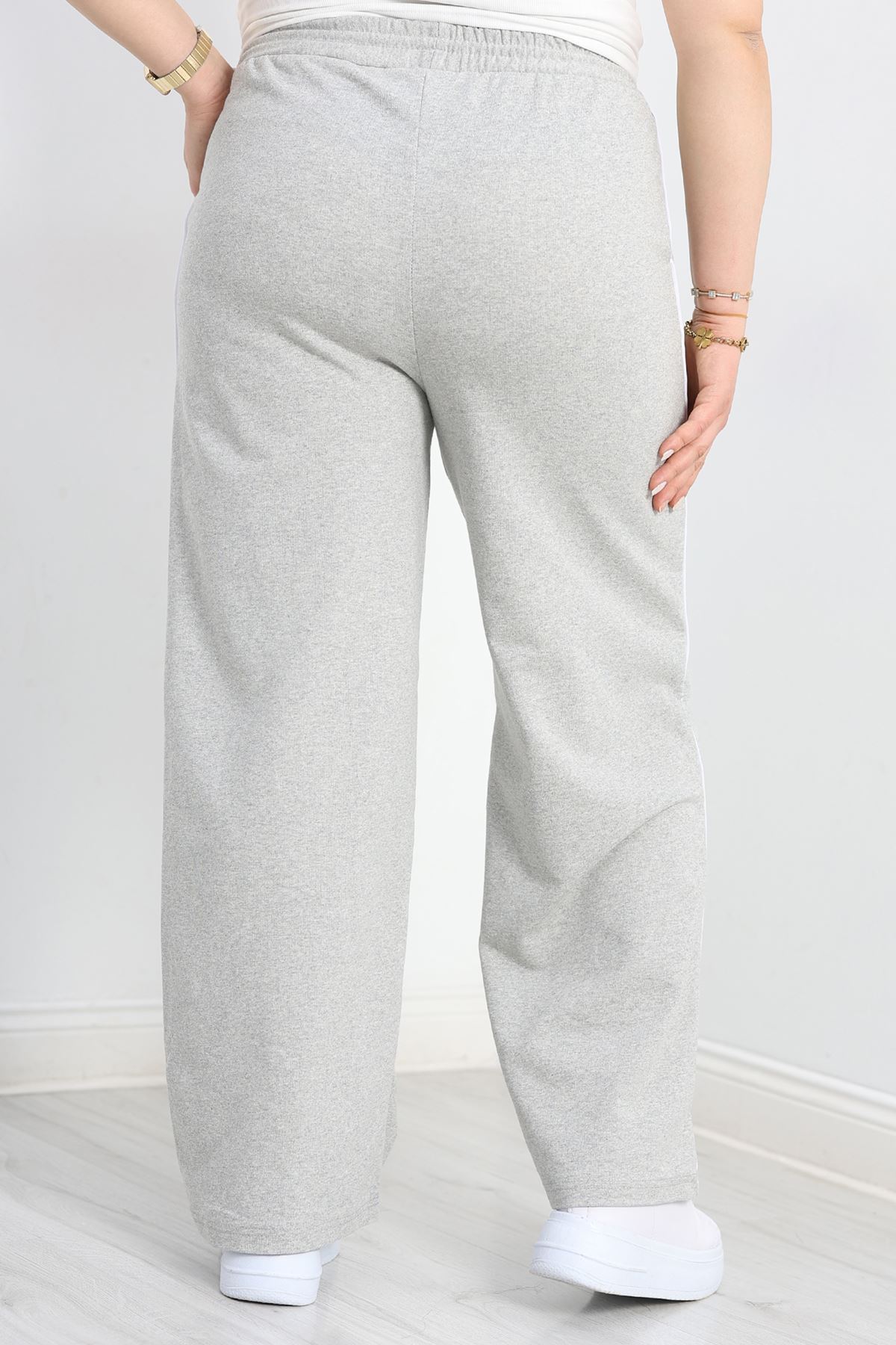 Biyeli Büyük Beden 2 İplik Eşofman Altı Gri - 50658.1005.