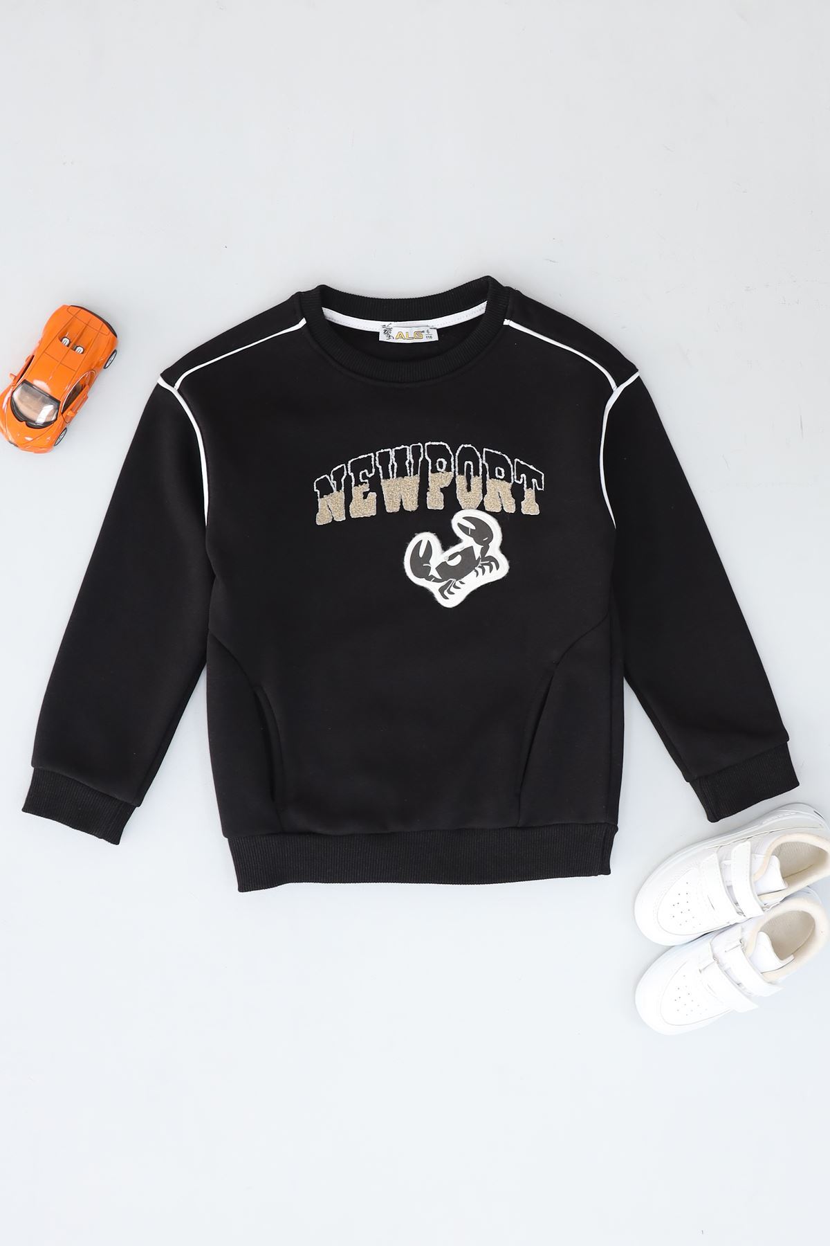 6-9 Yaş Nakışlı Çocuk Sweat Siyah - 2264208.1576.