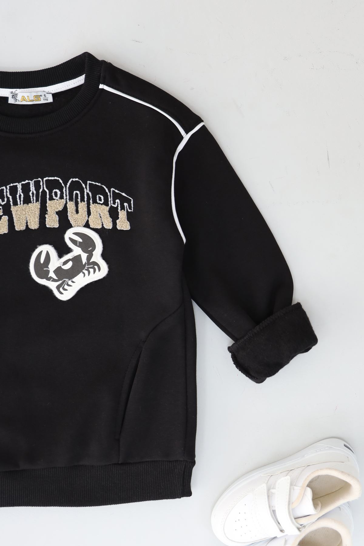 6-9 Yaş Nakışlı Çocuk Sweat Siyah - 2264208.1576.