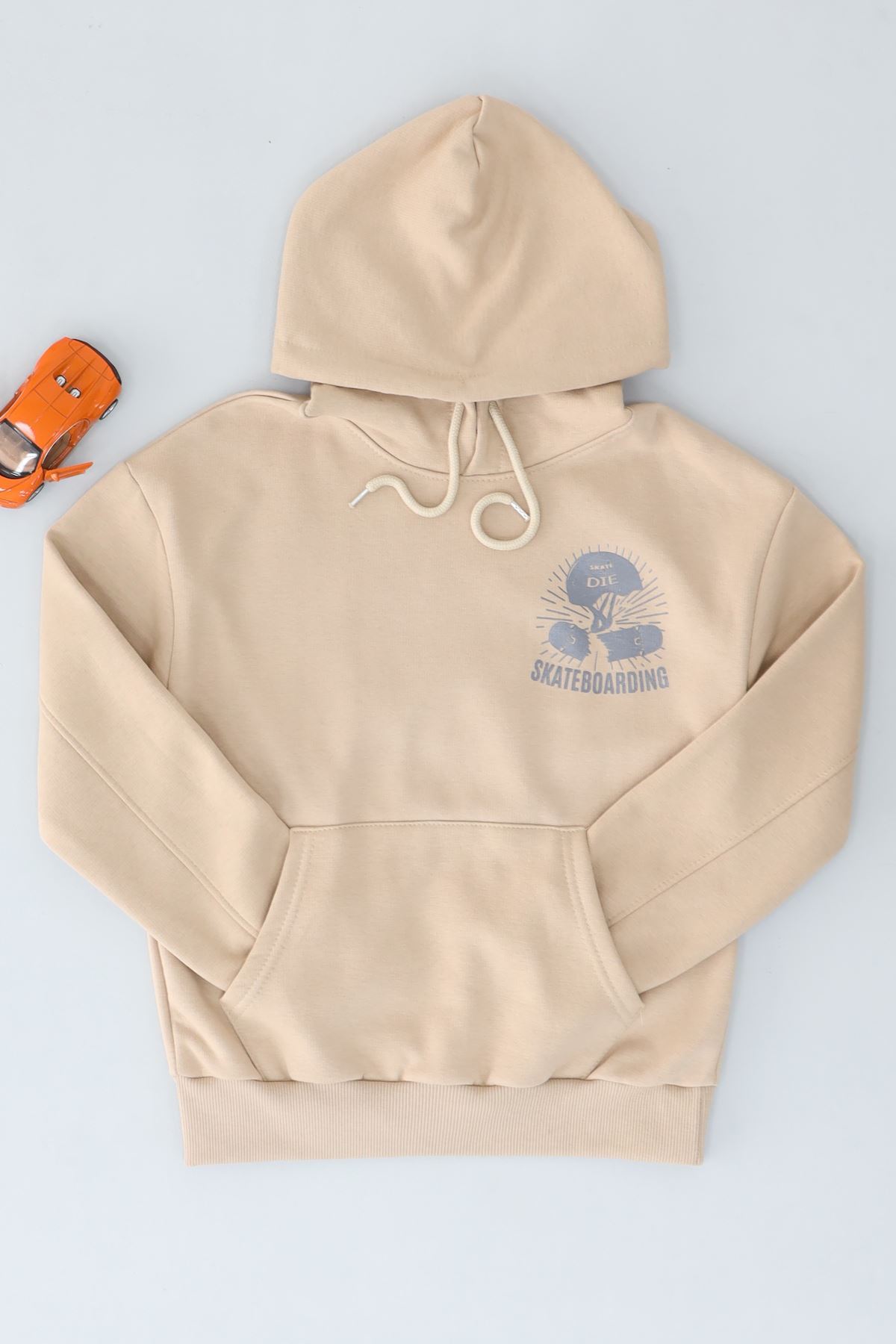 3 İplik Şardonlu Sweat Bej - 3264226.1576.