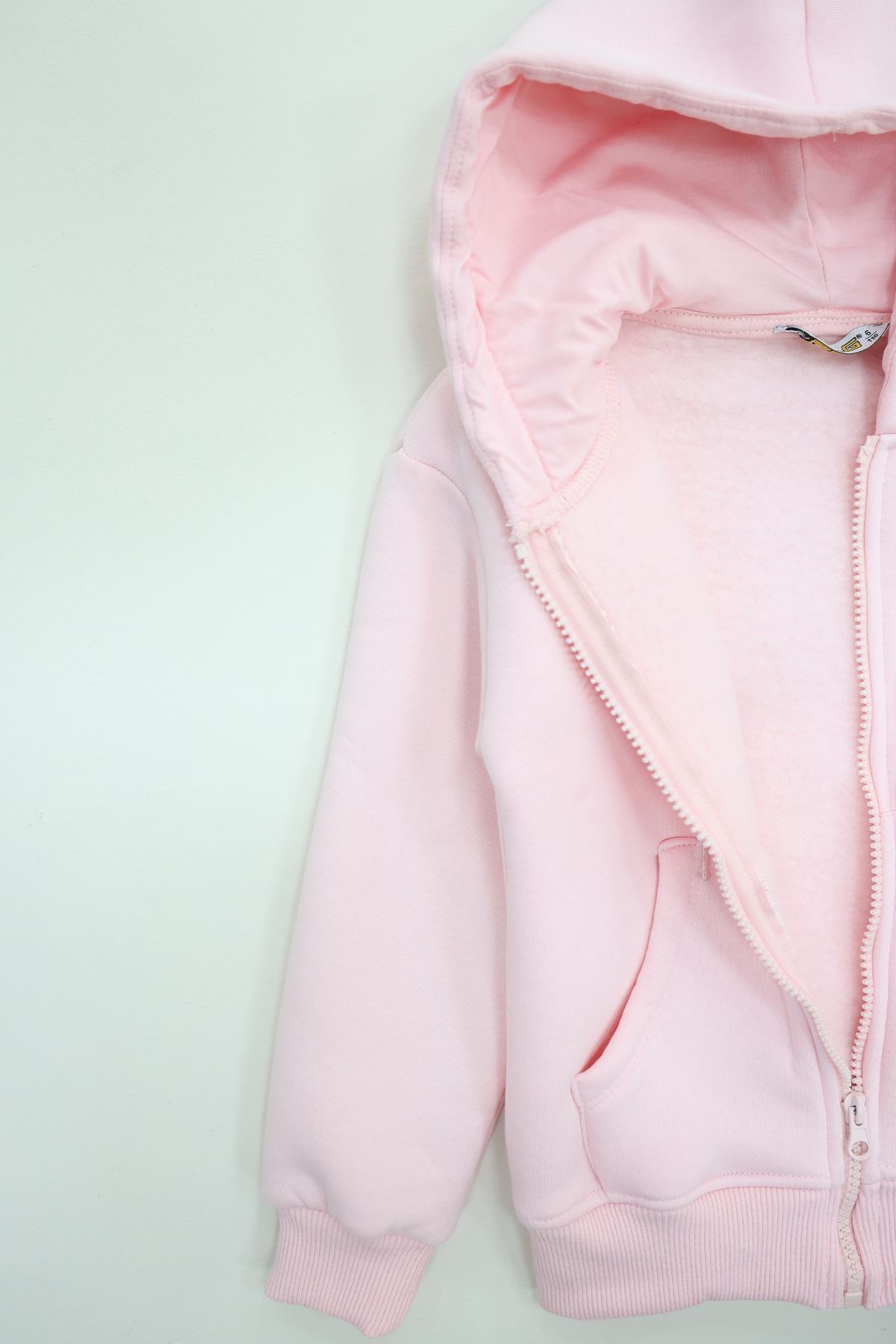 3 İplik Şardonlu Fermuarlı Sweat Pembe - 6264346.1576.