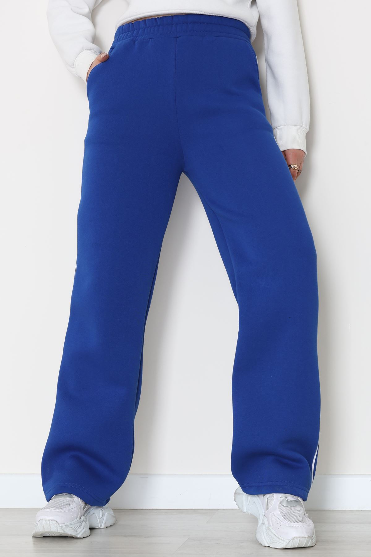 3 İplik Biyeli Palazzo Eşofman Altı Saks - 30104.1878.