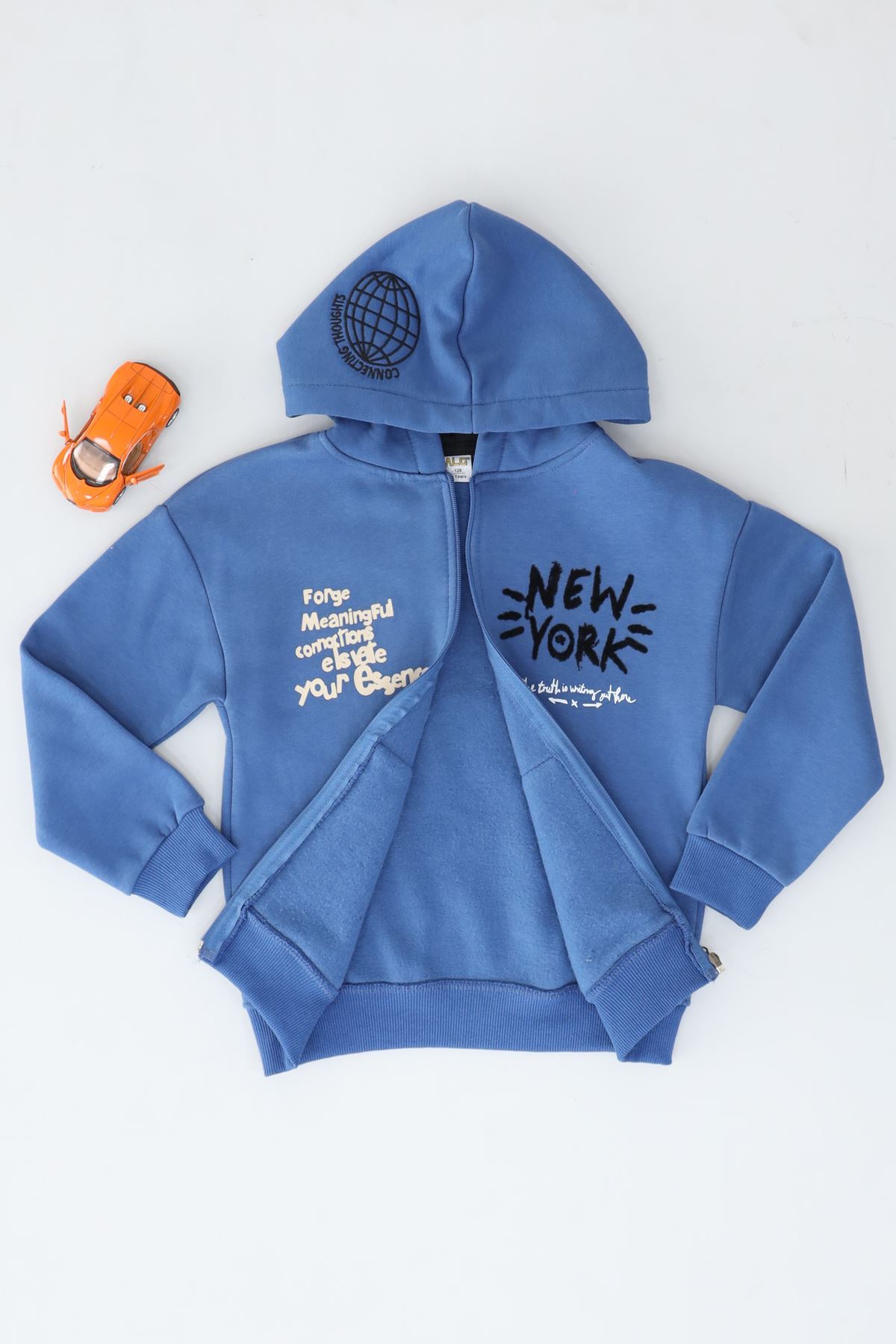 8-12 Yaş 3 İplik Şardonlu Fermuarlı Sweat Saks - 3264309.1576.