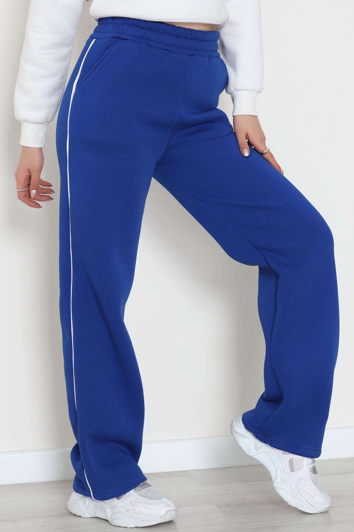 3 İplik Biyeli Palazzo Eşofman Altı Saks - 30104.1878.