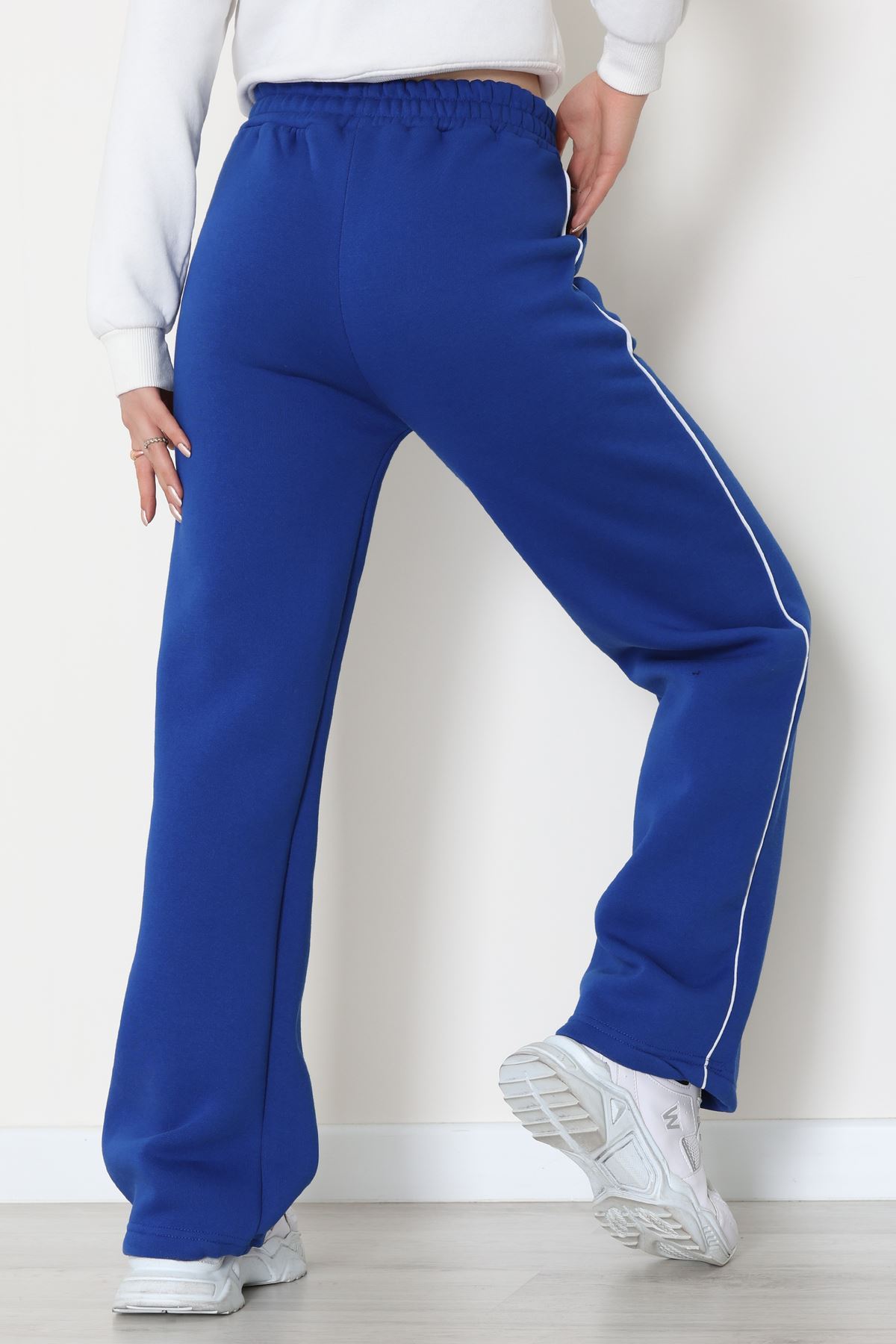 3 İplik Biyeli Palazzo Eşofman Altı Saks - 30104.1878.