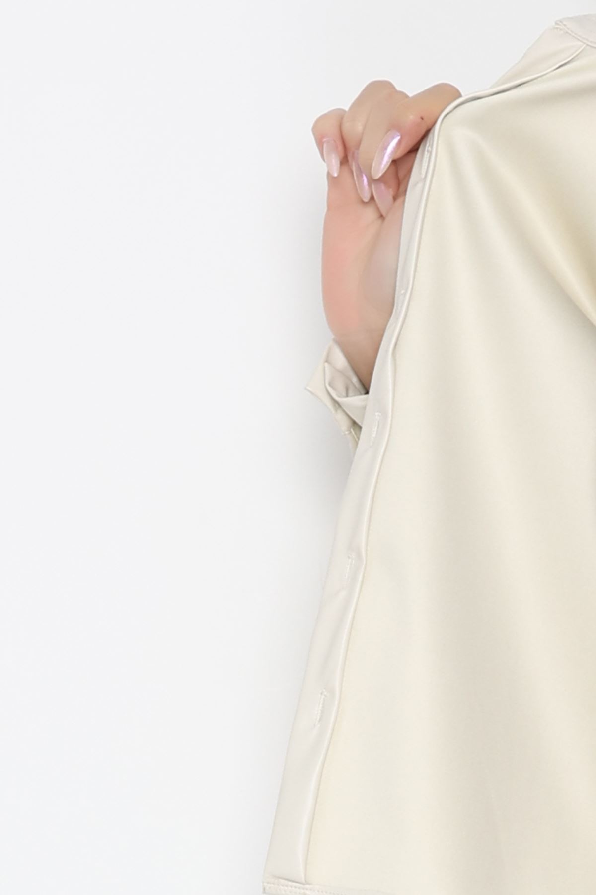 Deri Düğmeli Gömlek Taş - 51076.1779.