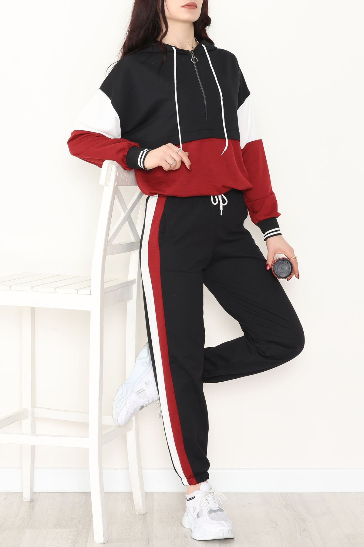 2 İplik Eşofman Takımı Siyahbordo1 - 8122.1005.