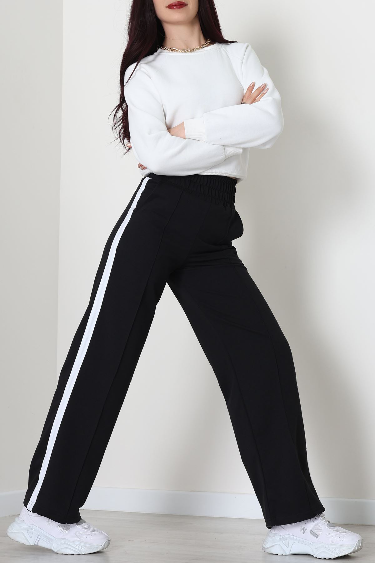 Şeritli 2 İplik Eşofman Altı Siyah - 52103.1005.