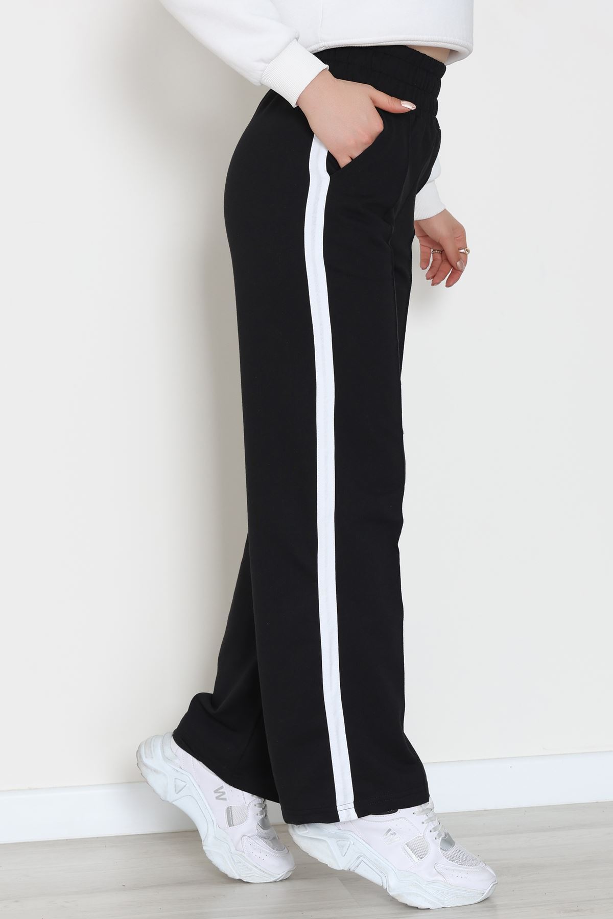 Şeritli 2 İplik Eşofman Altı Siyah - 52103.1005.