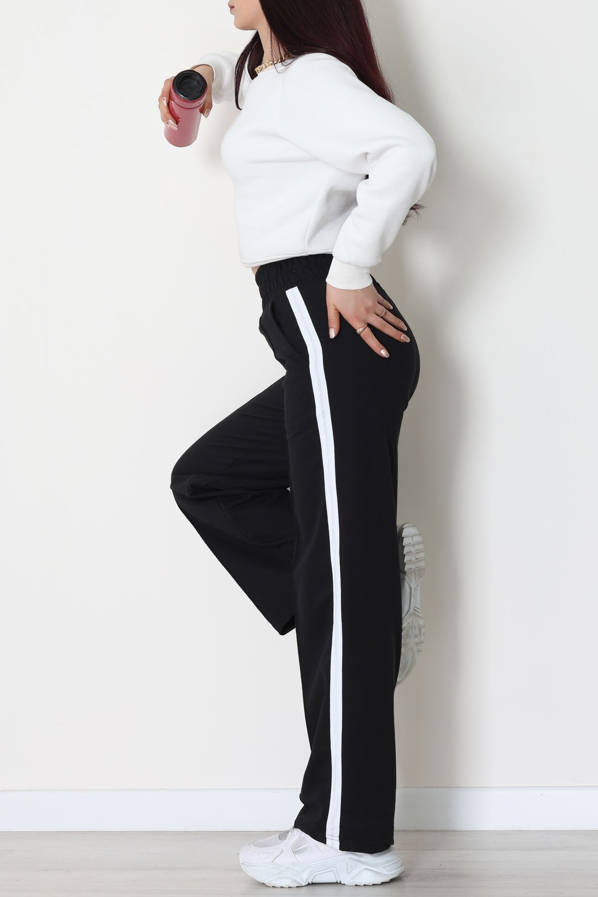 Şeritli 2 İplik Eşofman Altı Siyah - 52103.1005.