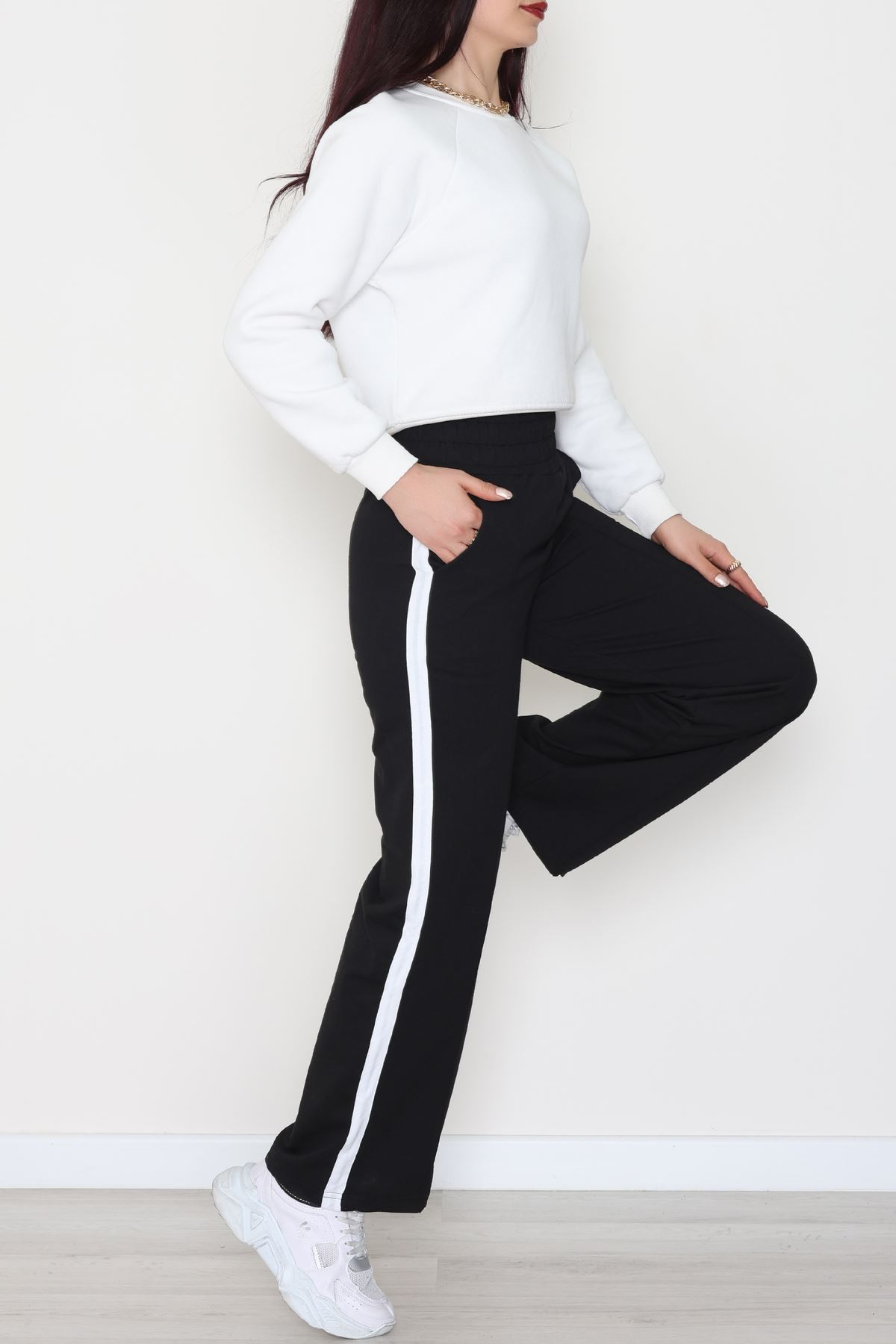 Şeritli 2 İplik Eşofman Altı Siyah - 52103.1005.